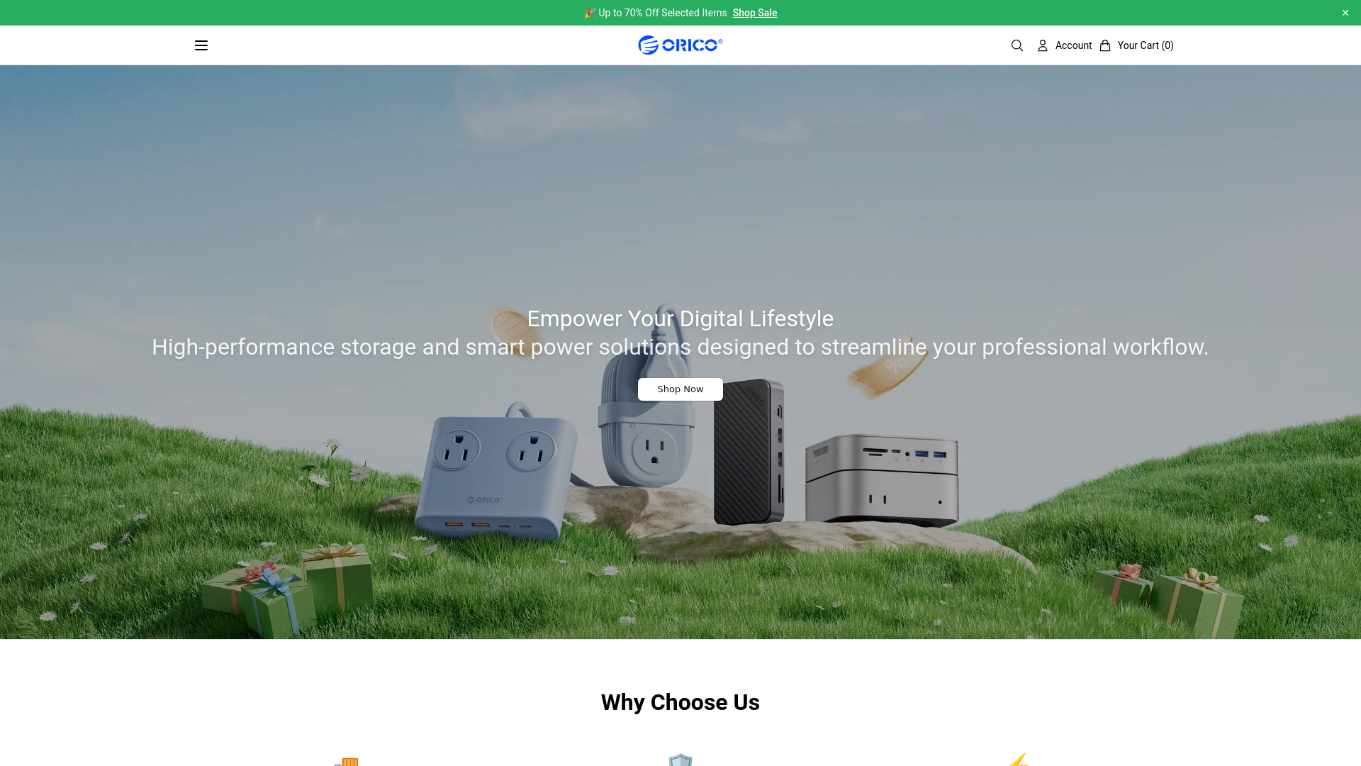 website screenshot of https://oricotechlabs.shop/