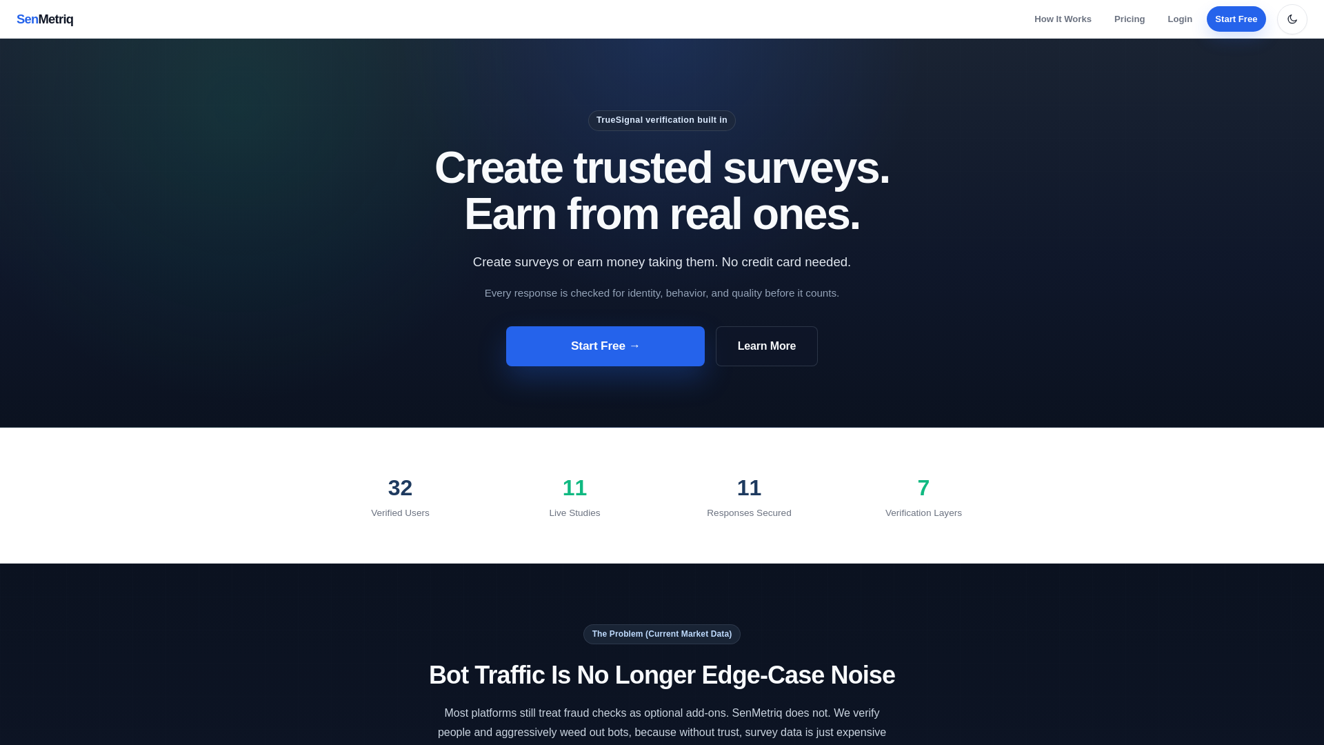 website screenshot of https://senmetriq.com