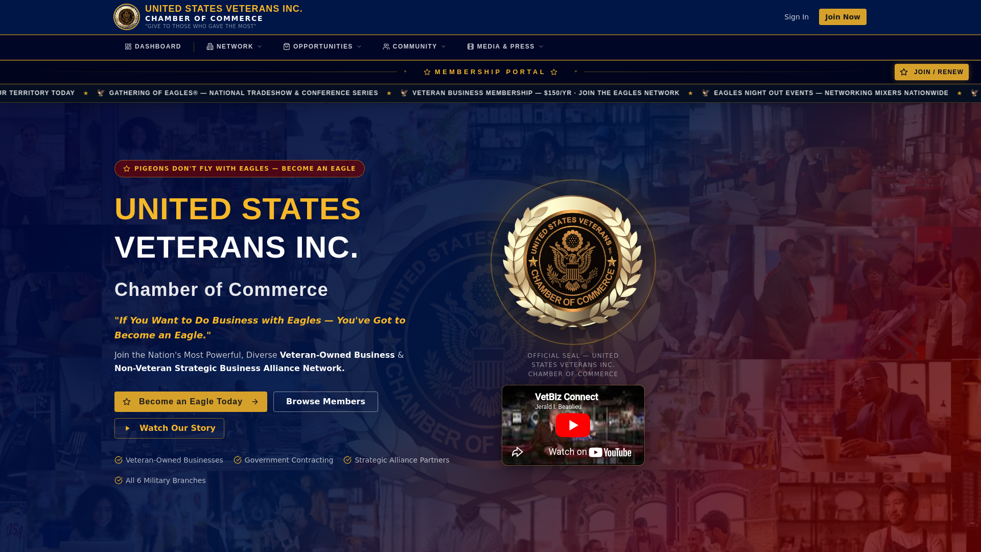 website screenshot of https://usvinccc-membership-net.org/