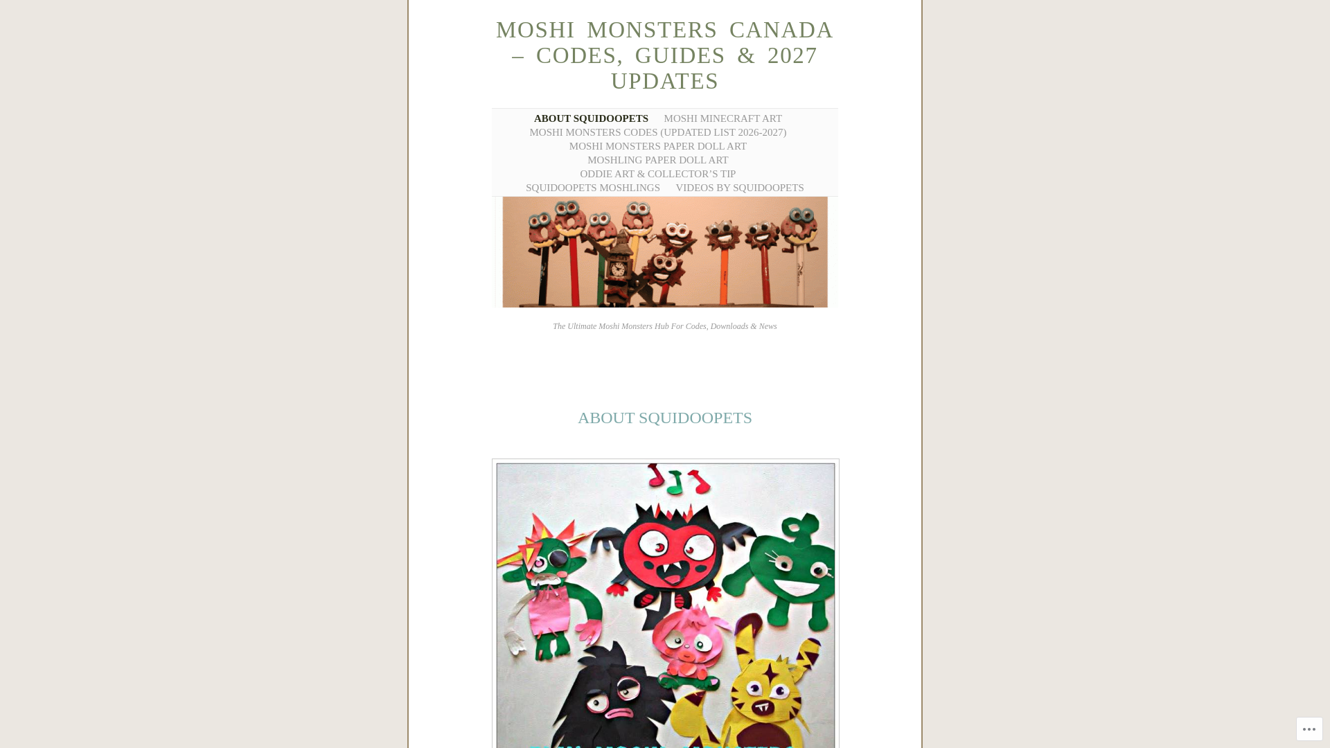 website screenshot of https://moshimonsters.ca