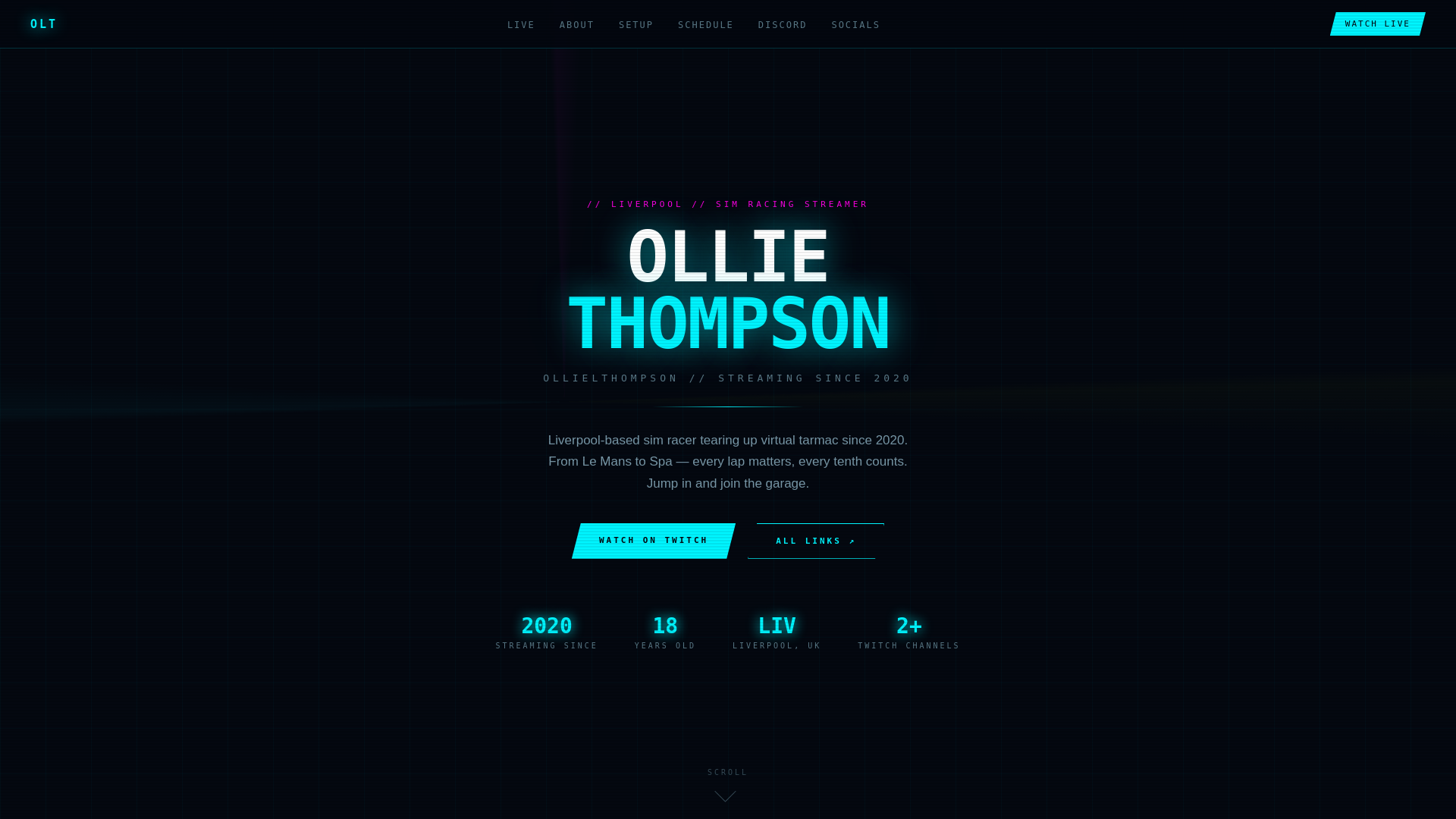 website screenshot of https://ollielthompson.org/