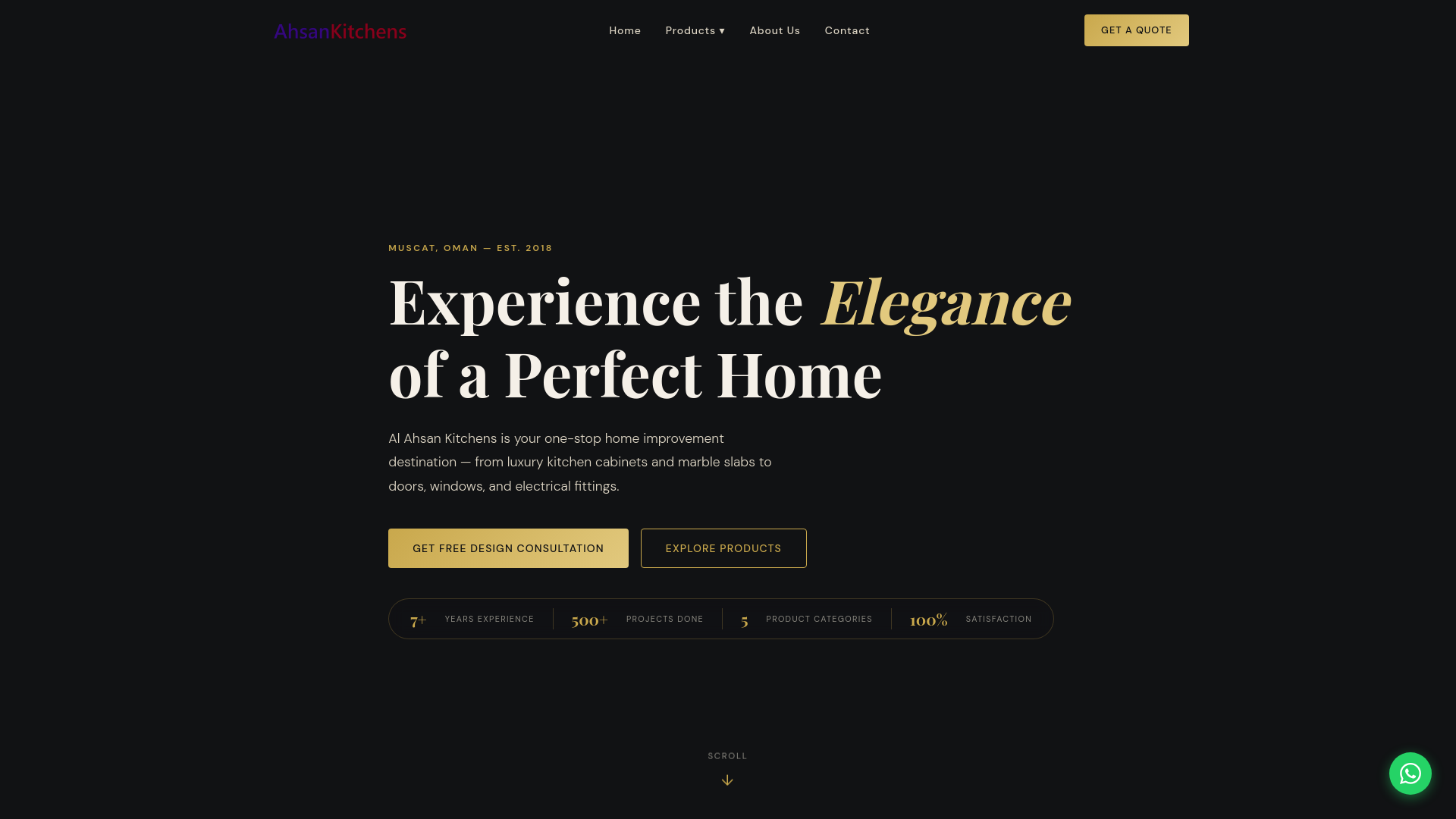 website screenshot of https://alahsan-kitchens.pages.dev/