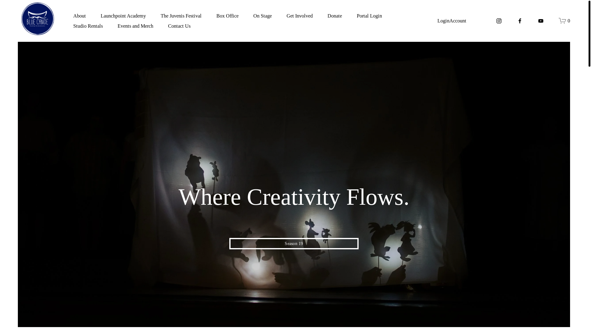 website screenshot of https://bluecanoeproductions.ca/