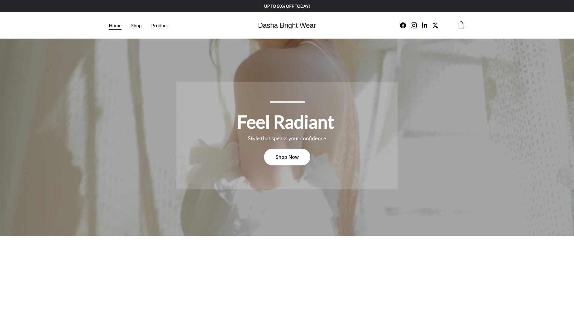 website screenshot of https://dashabrightwear.site/