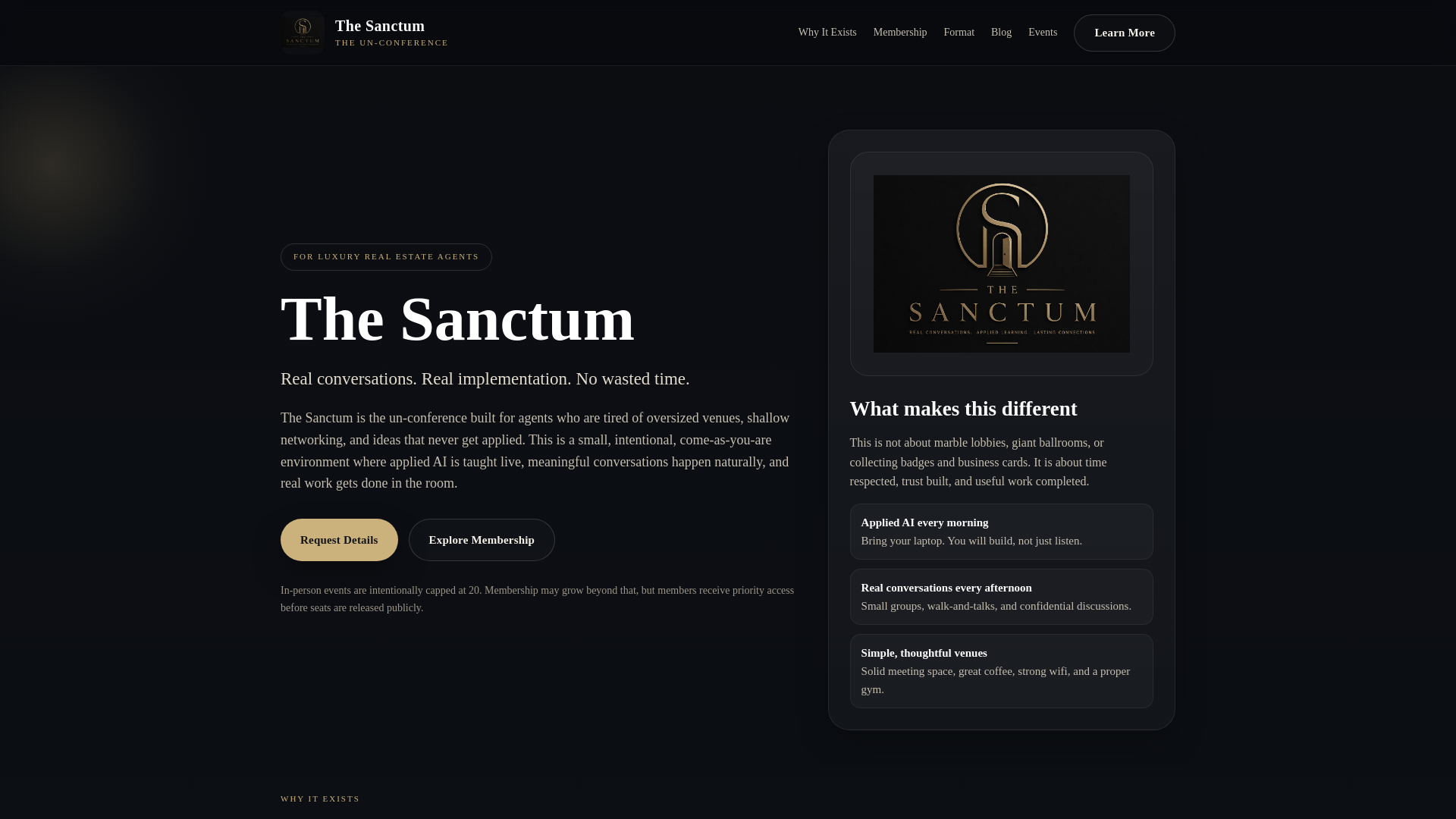 website screenshot of https://thesanctum.vip/