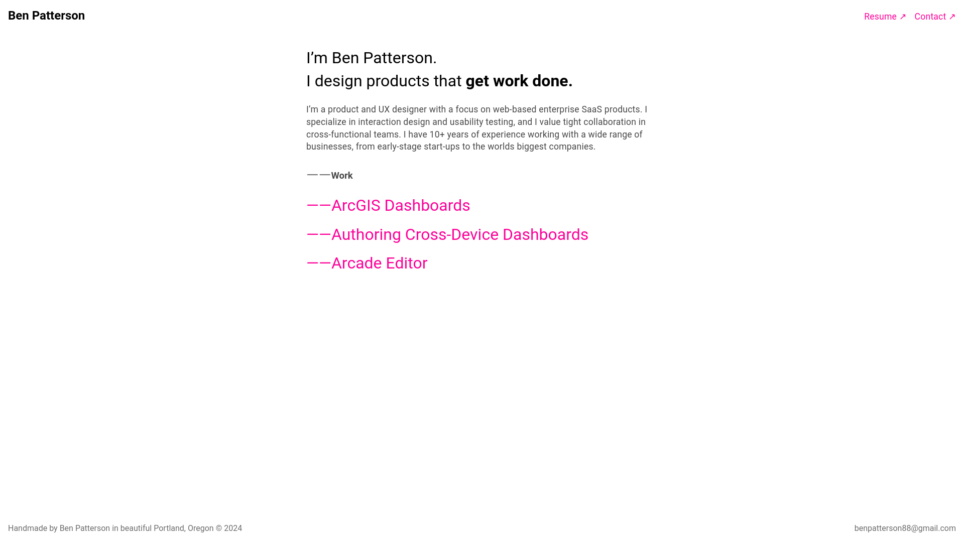website screenshot of https://benpattersondesign.com/