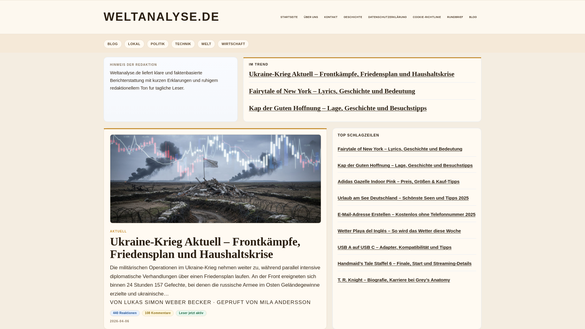 website screenshot of https://weltanalyse.de