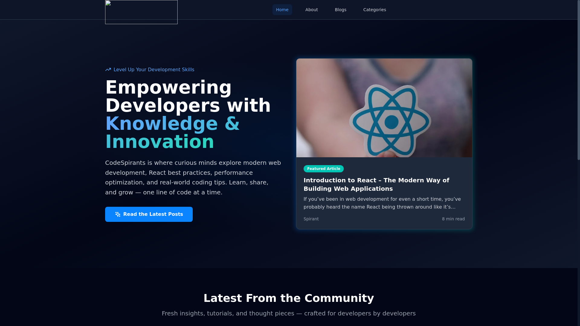website screenshot of https://code-spirants-blog.pages.dev/