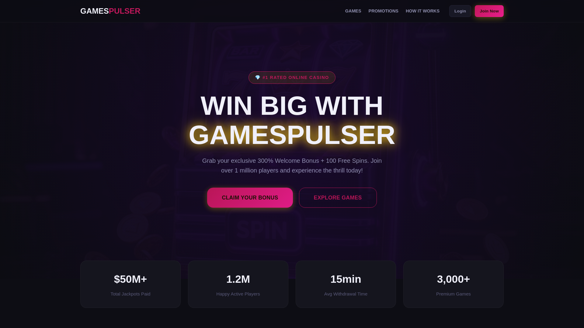 website screenshot of https://gamespulser.com