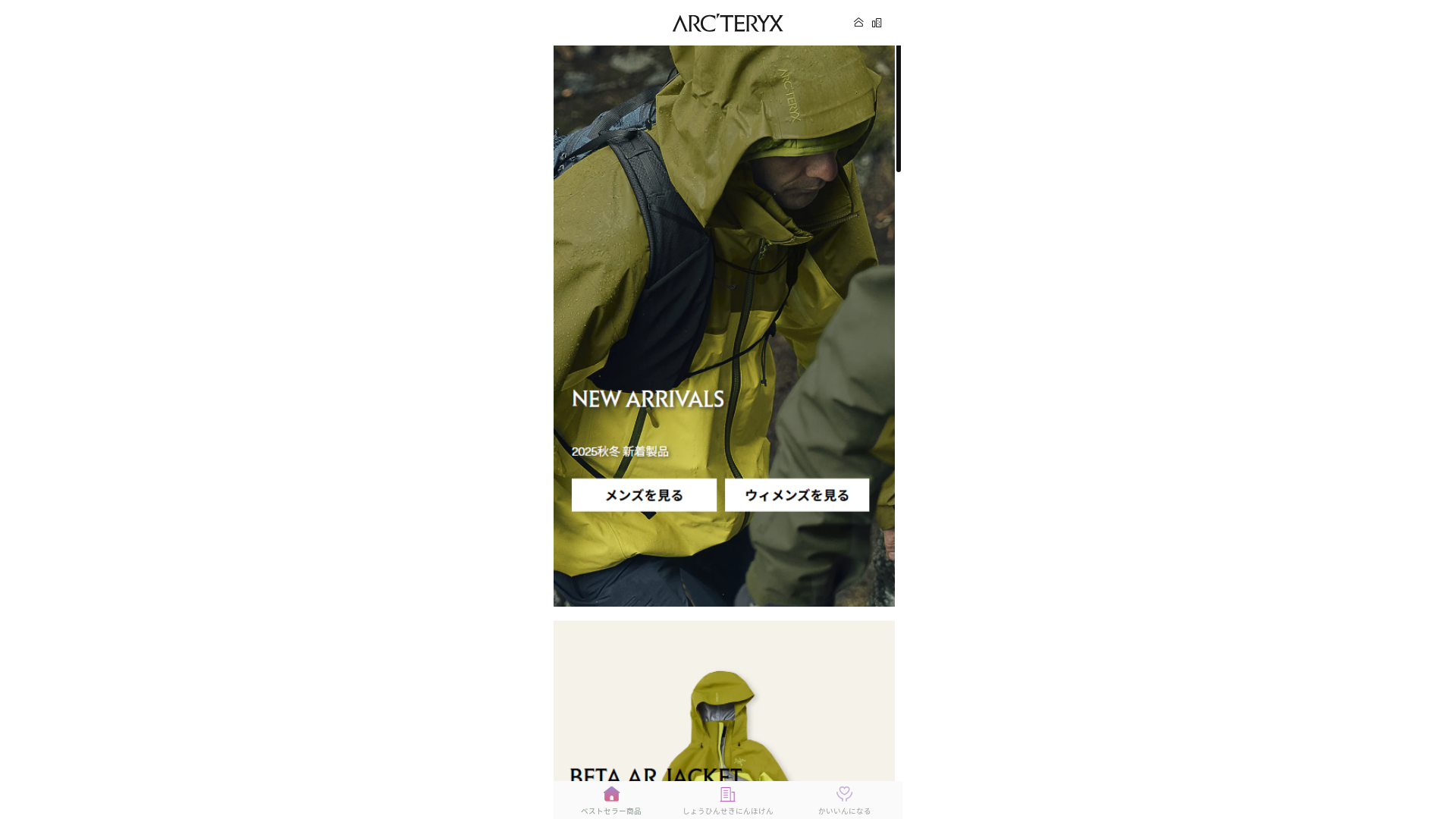 website screenshot of https://arcteryxxy.com/