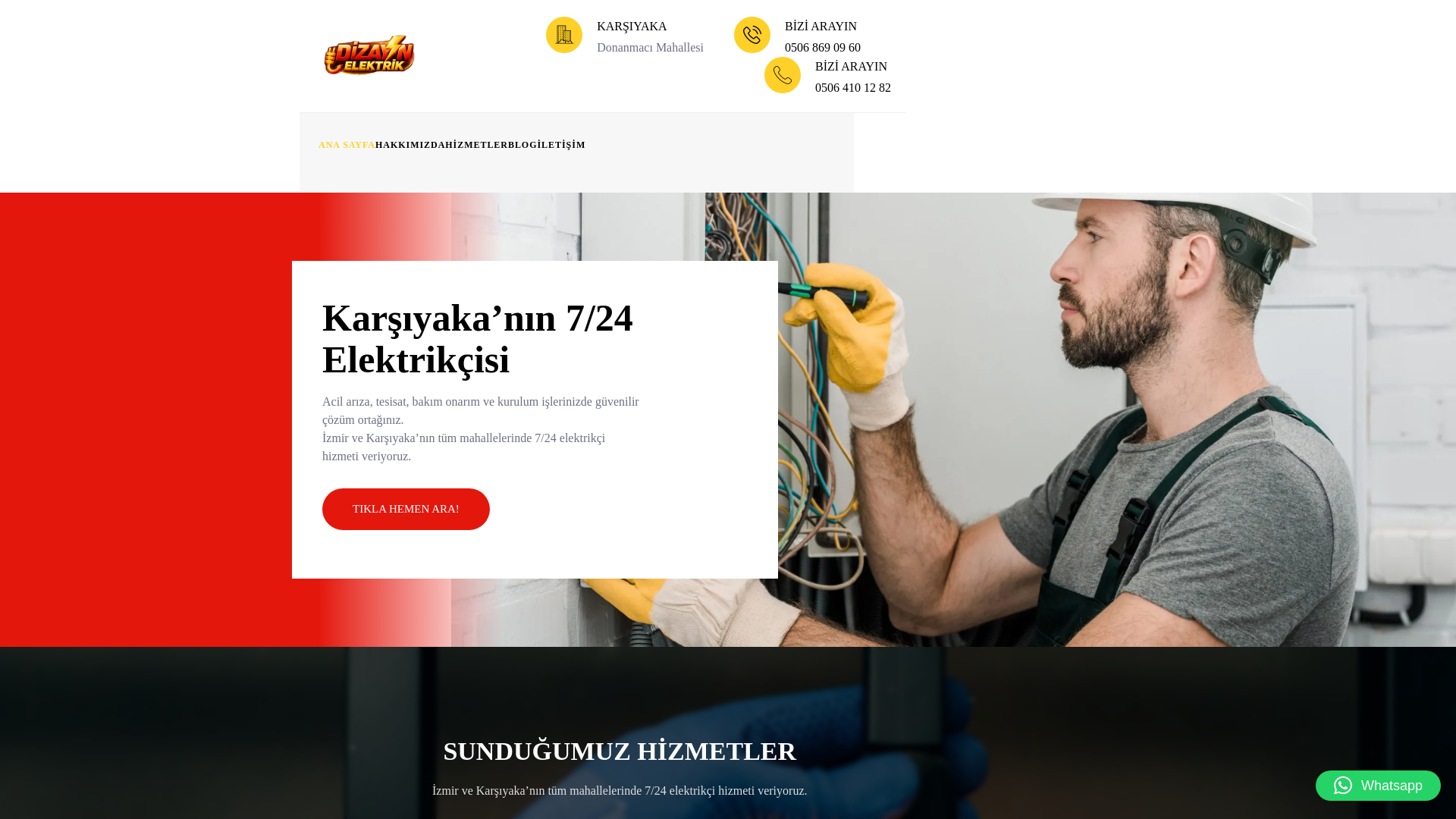 website screenshot of https://karsiyakadaelektrikci.com