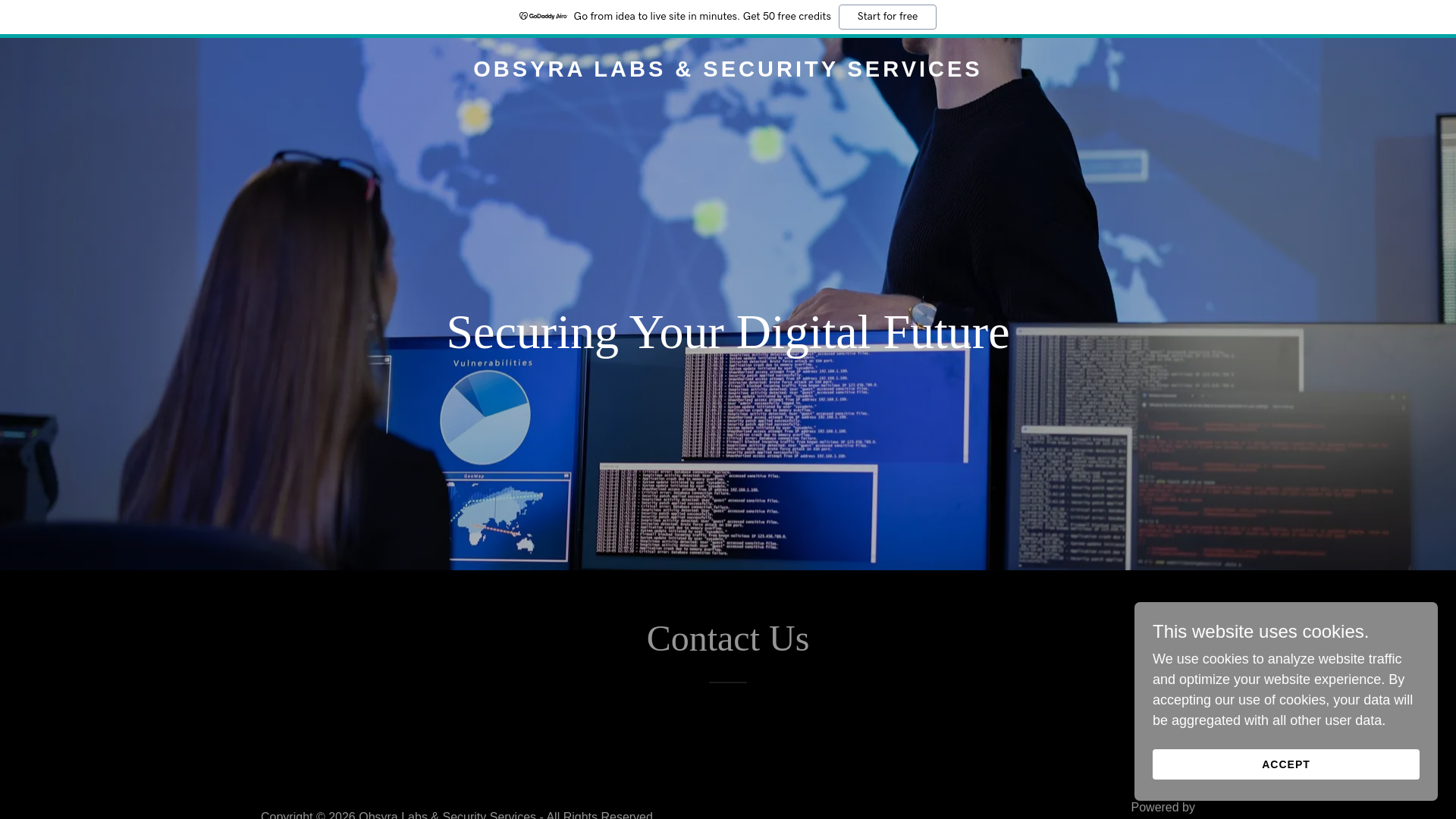 website screenshot of https://obsyralabs.com/