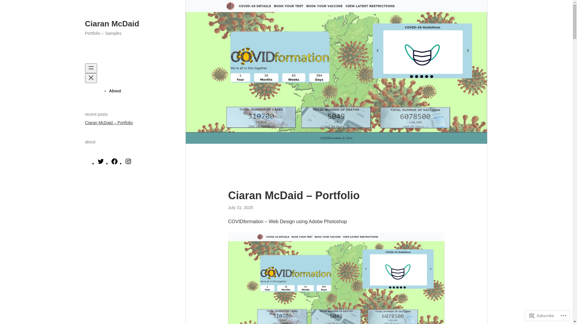website screenshot of https://ciaranmcdaidportfolio.blog/