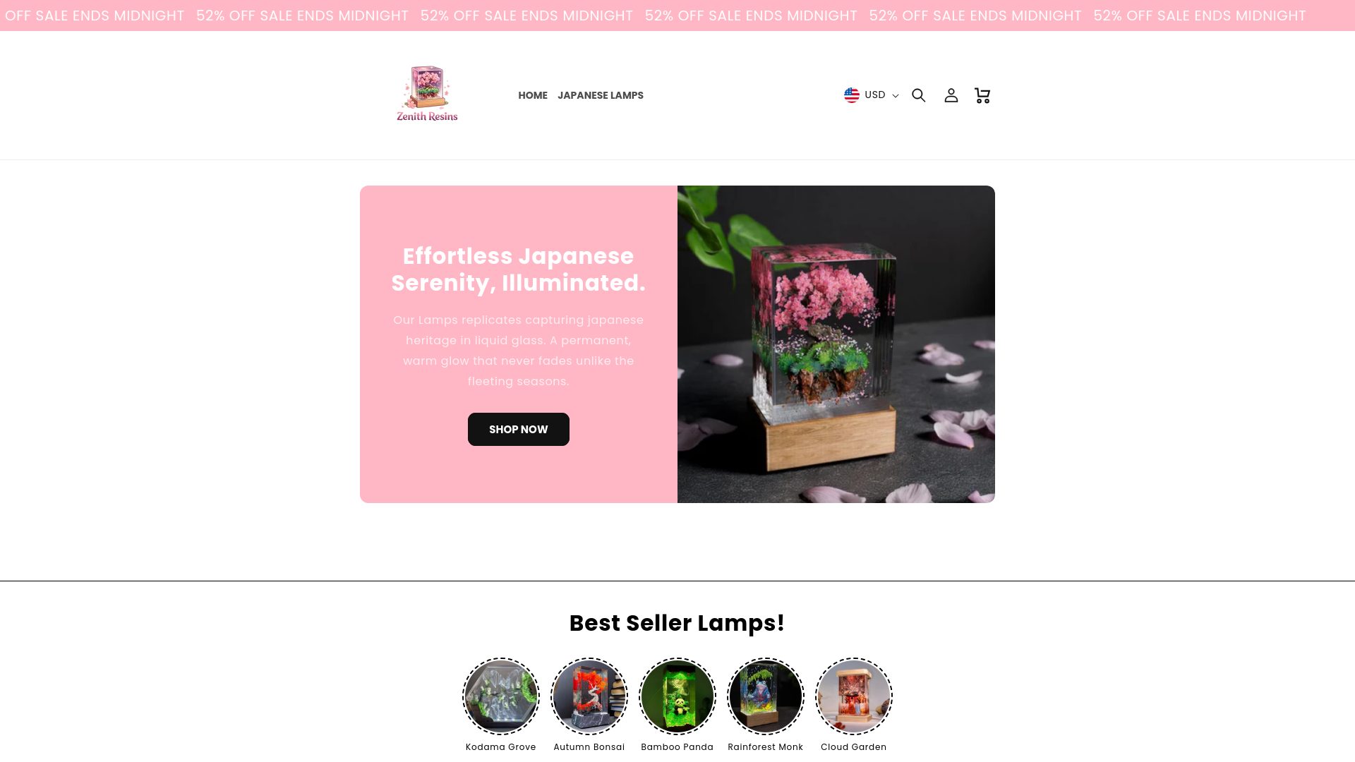 website screenshot of https://zenithresins.com