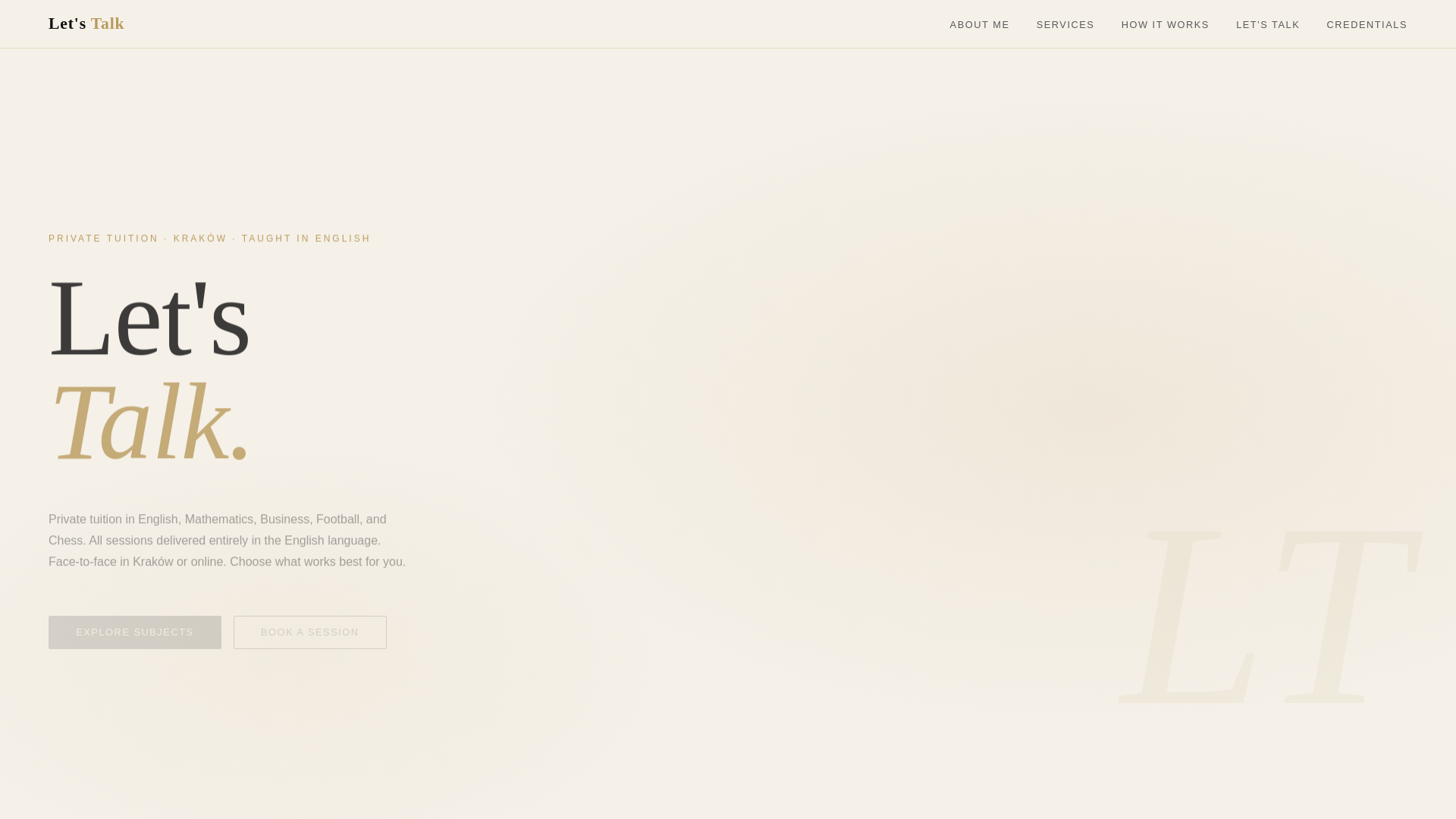 website screenshot of https://letstalktuition.com