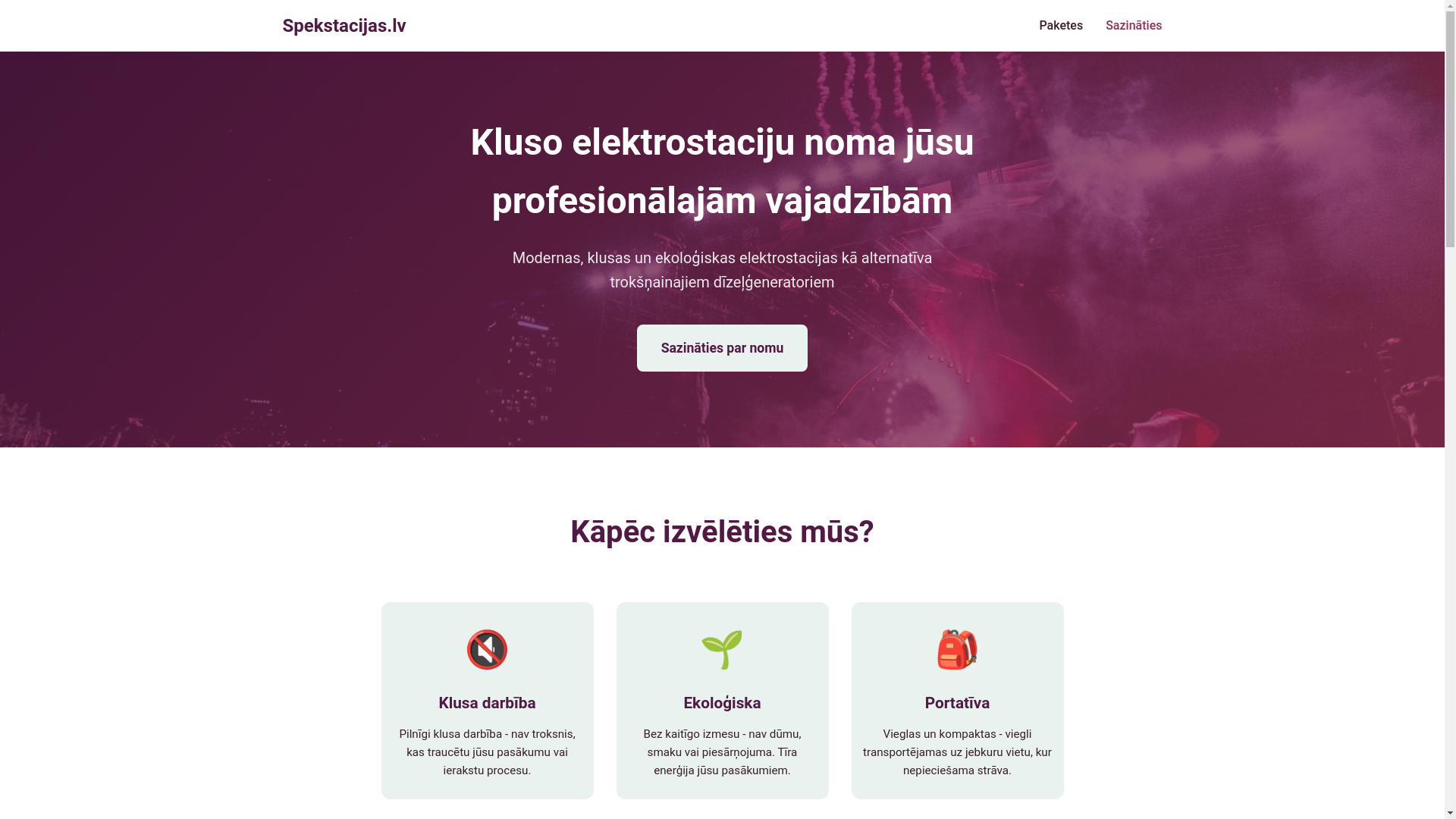 website screenshot of https://spekstacijas.lv/