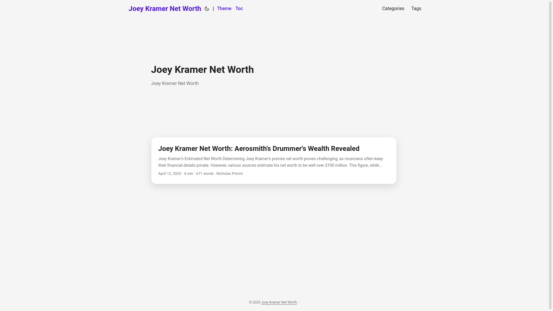 website screenshot of https://joey-kramer-net-worth.pages.dev/