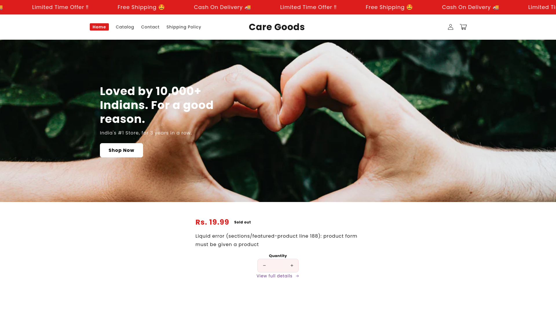website screenshot of https://caregoods.in/
