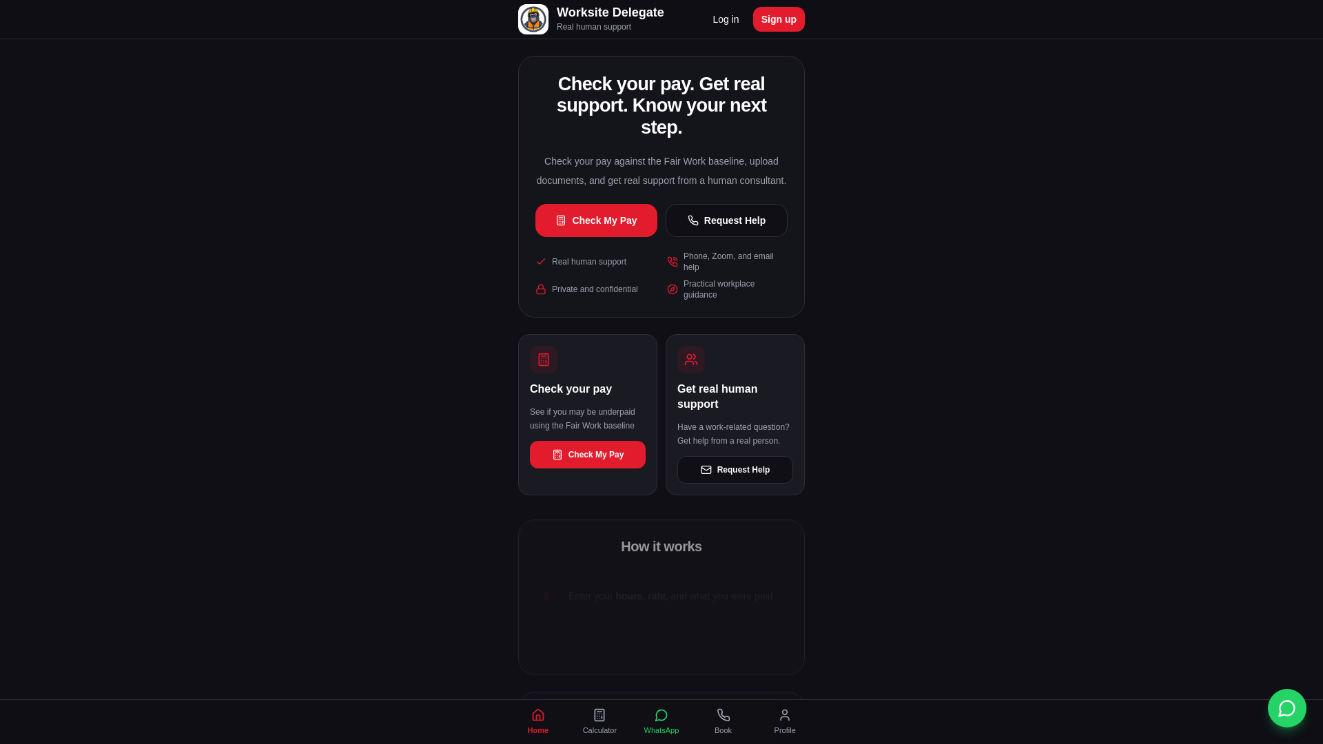 website screenshot of https://worksitedelegate.com