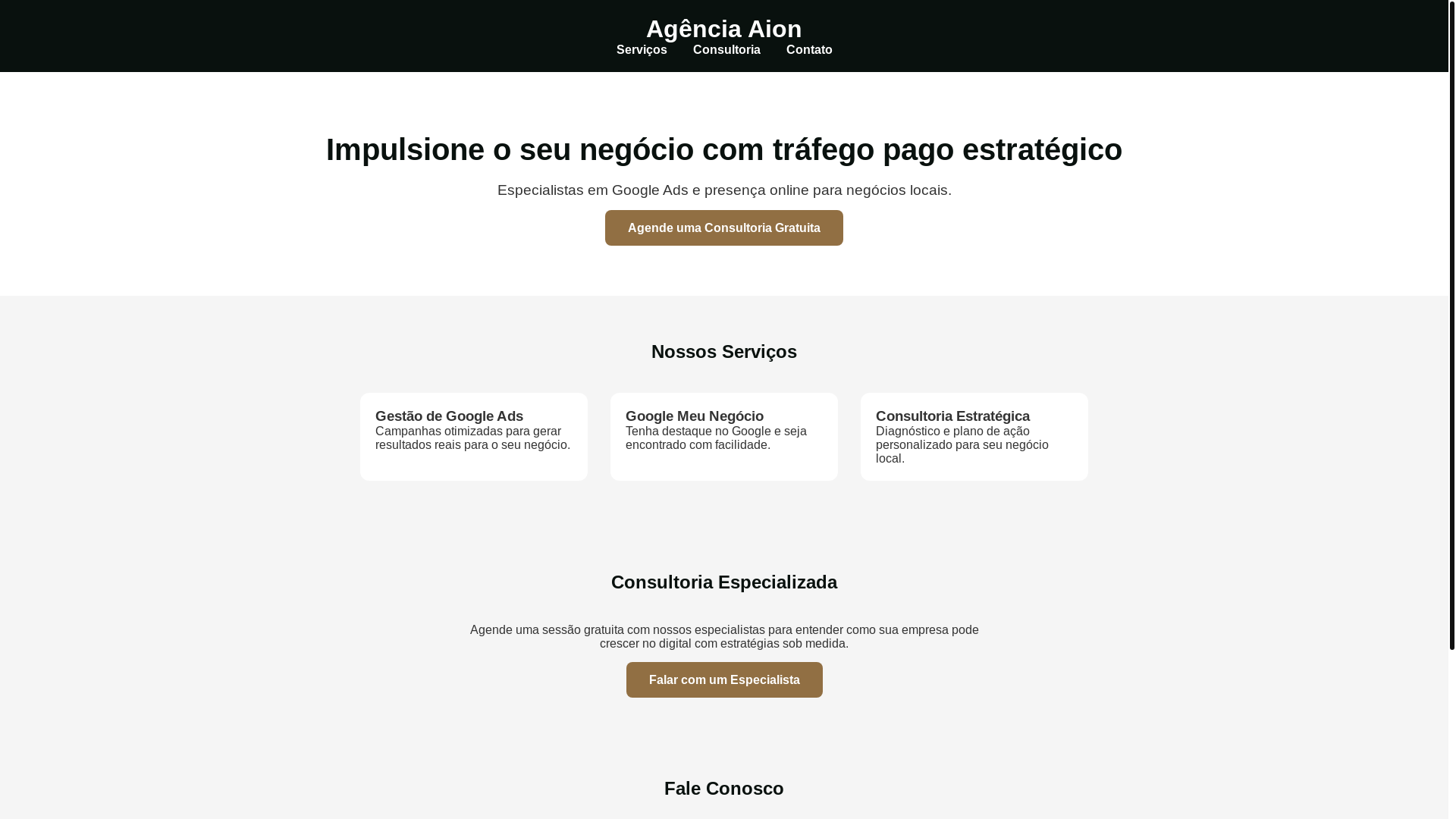 website screenshot of https://agenciaaionads.com.br/