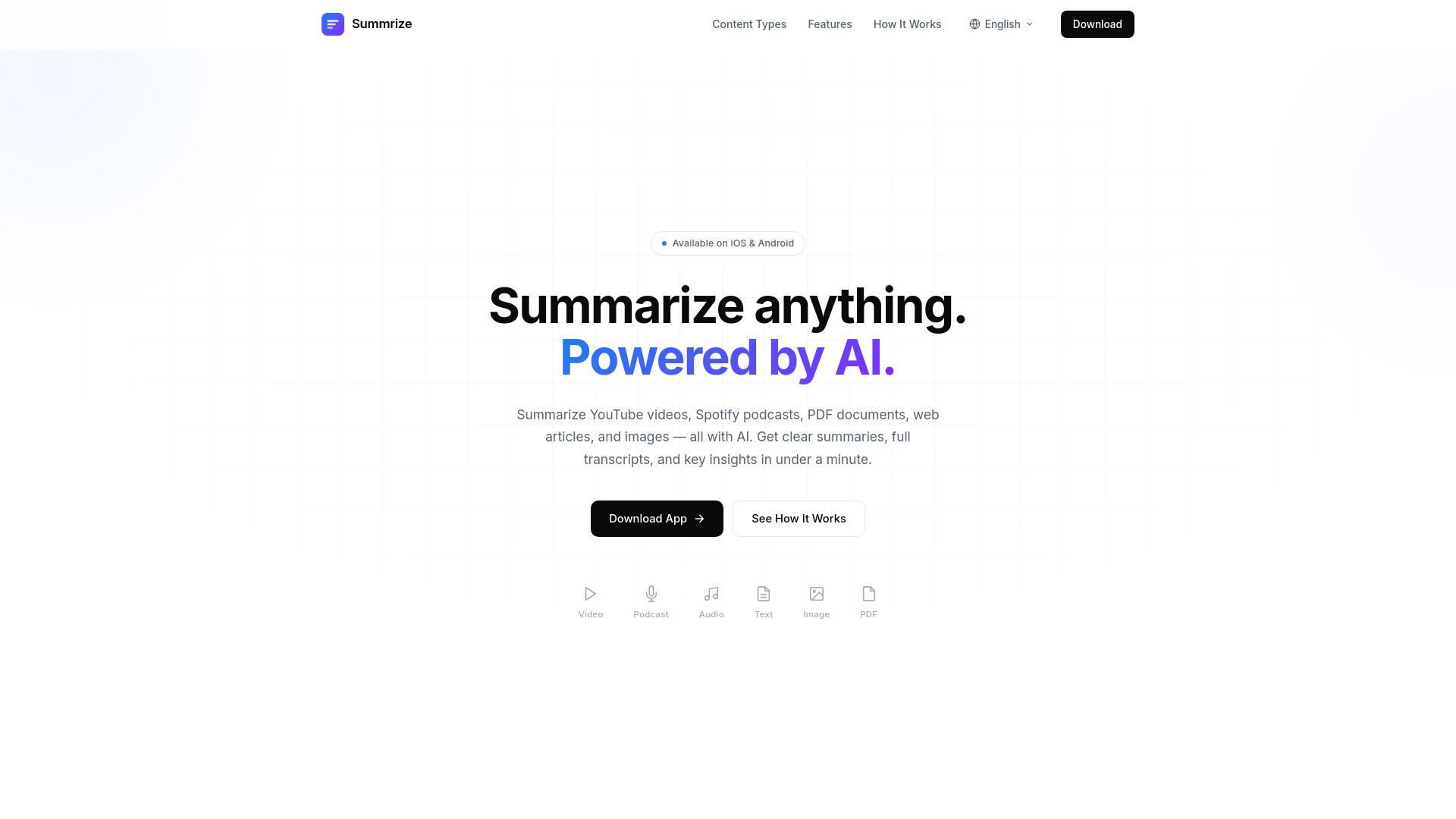 website screenshot of https://summrize.net/