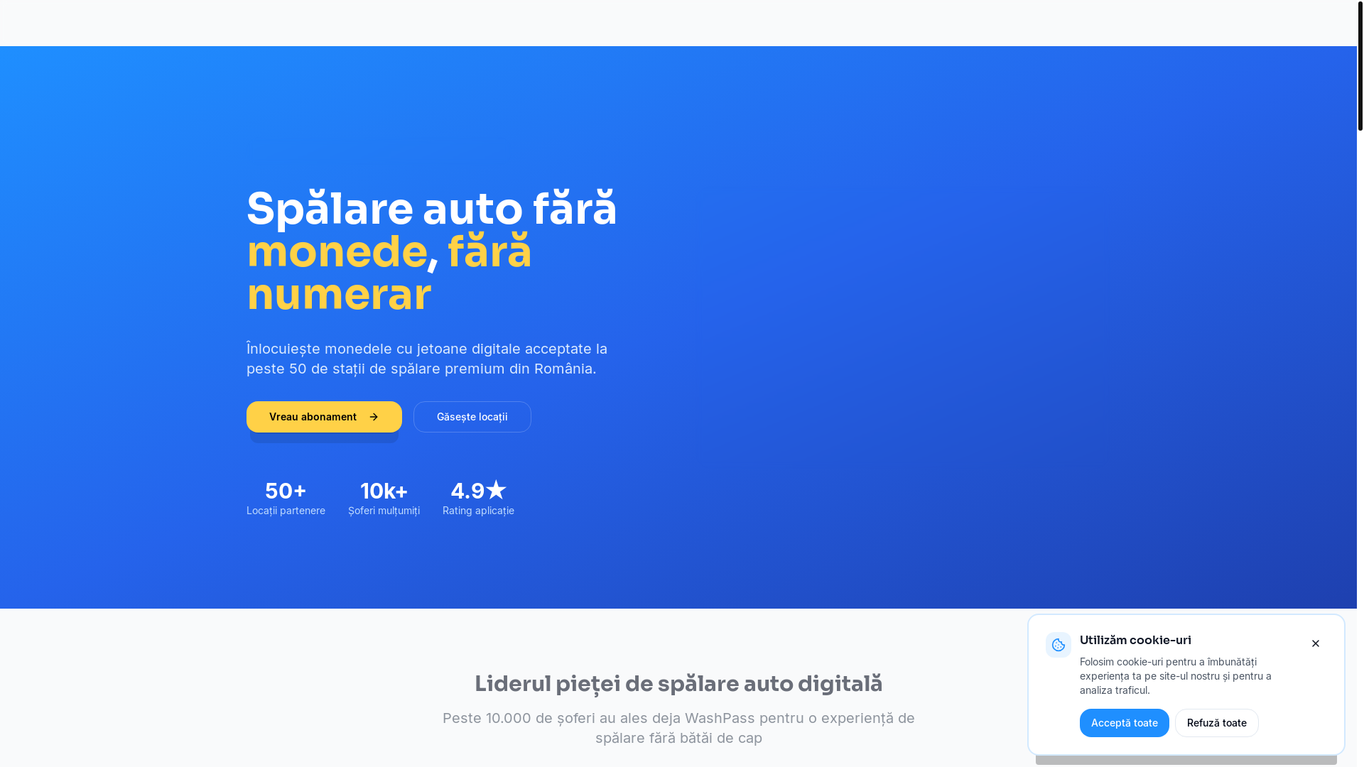 website screenshot of https://washpass.ro/