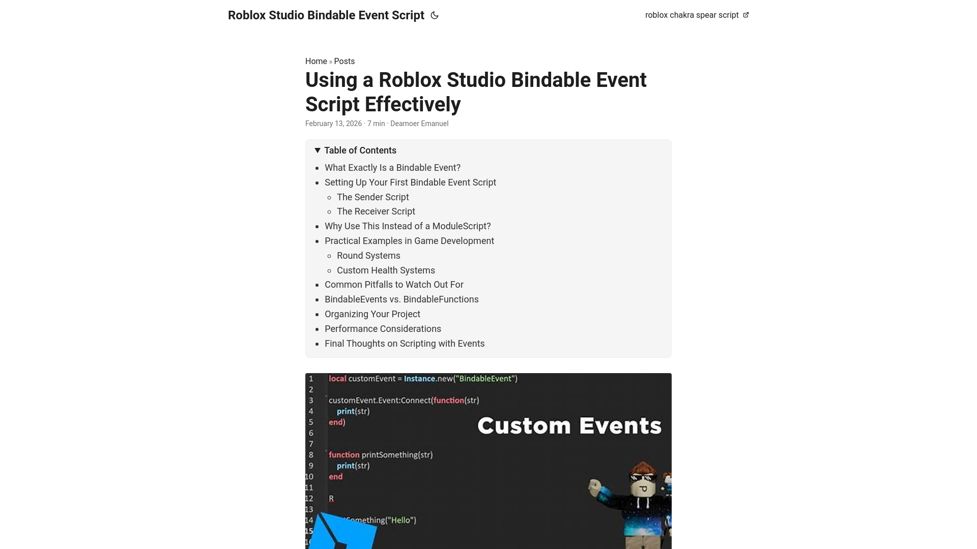 website screenshot of https://roblox-studio-bindable-event-script.pages.dev/