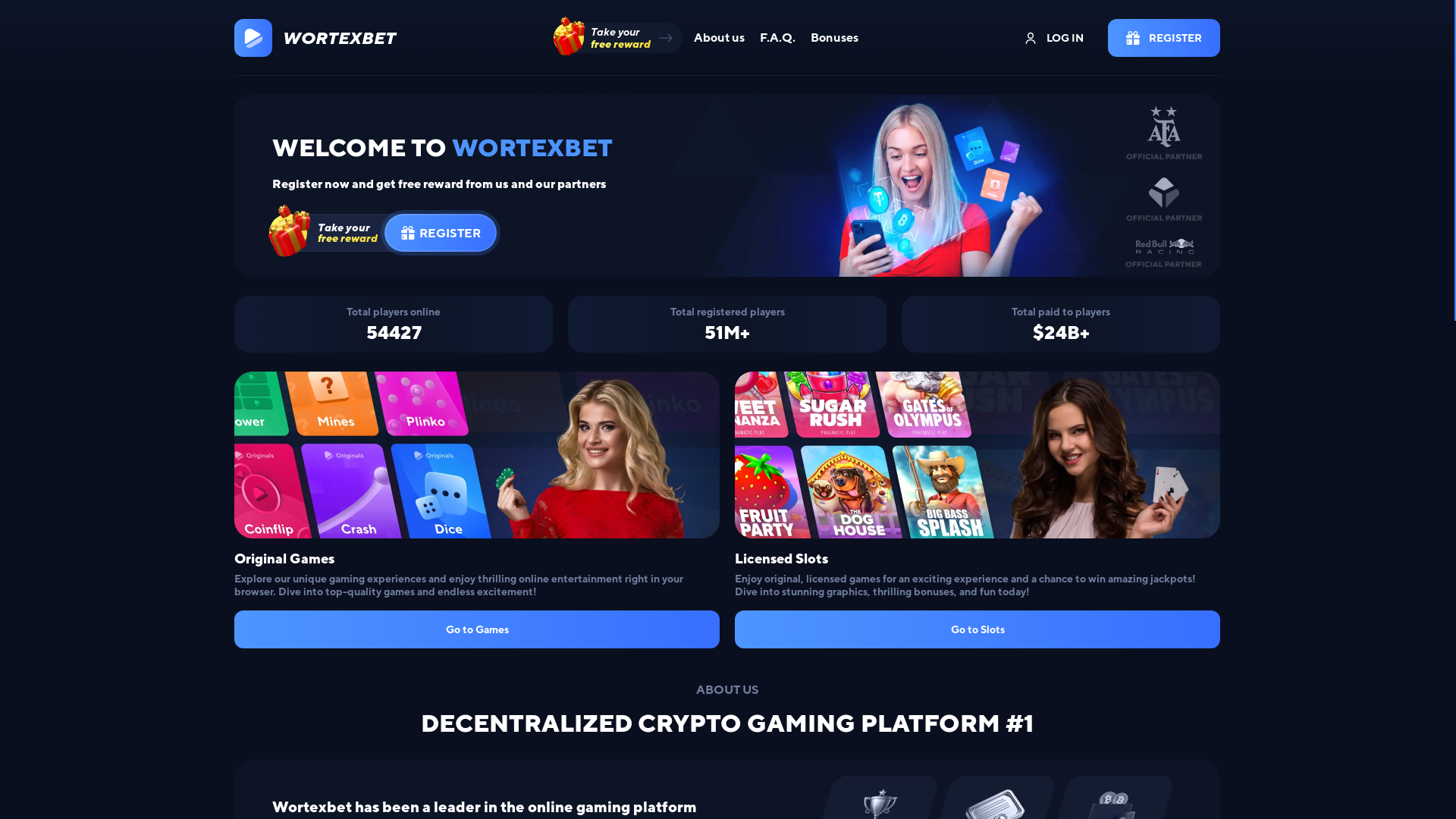 website screenshot of https://wortexbet.com/