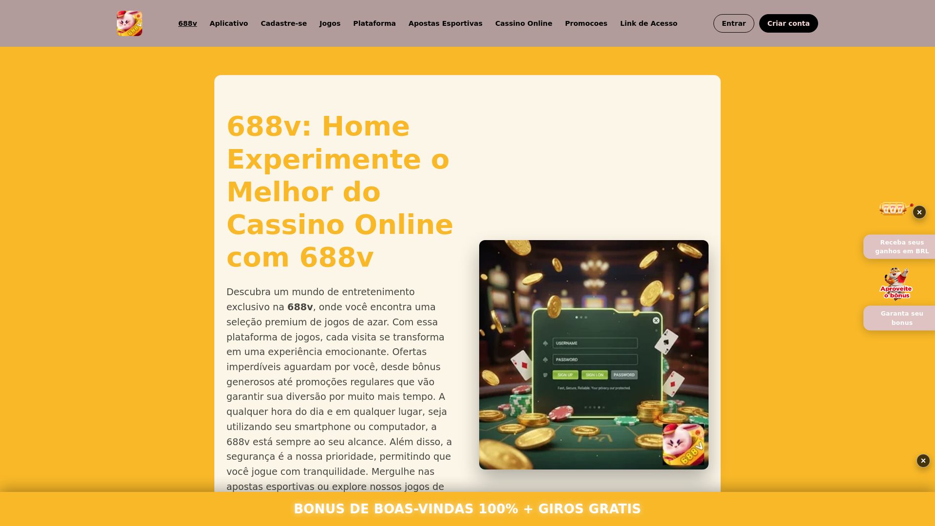 website screenshot of https://688vaviator.com/