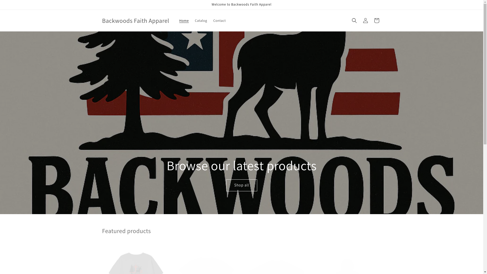 website screenshot of https://backwoodsfaithapparel.com/