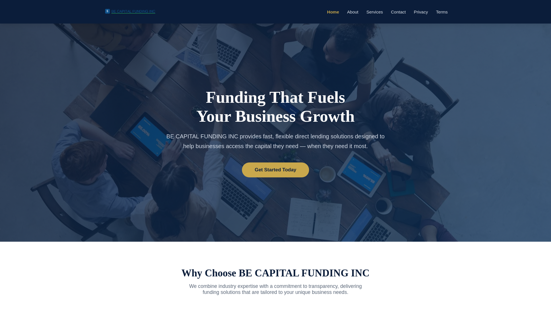 website screenshot of https://be-capital-funding-exr.pages.dev/