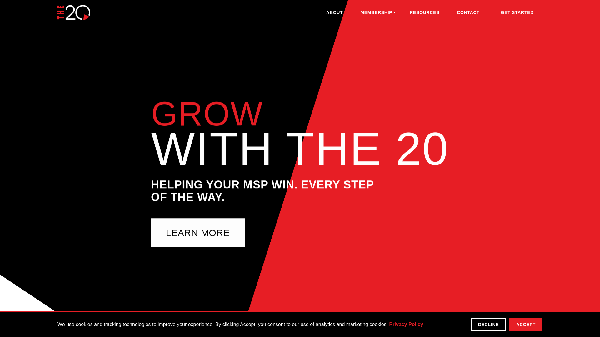 website screenshot of https://www.the20.com