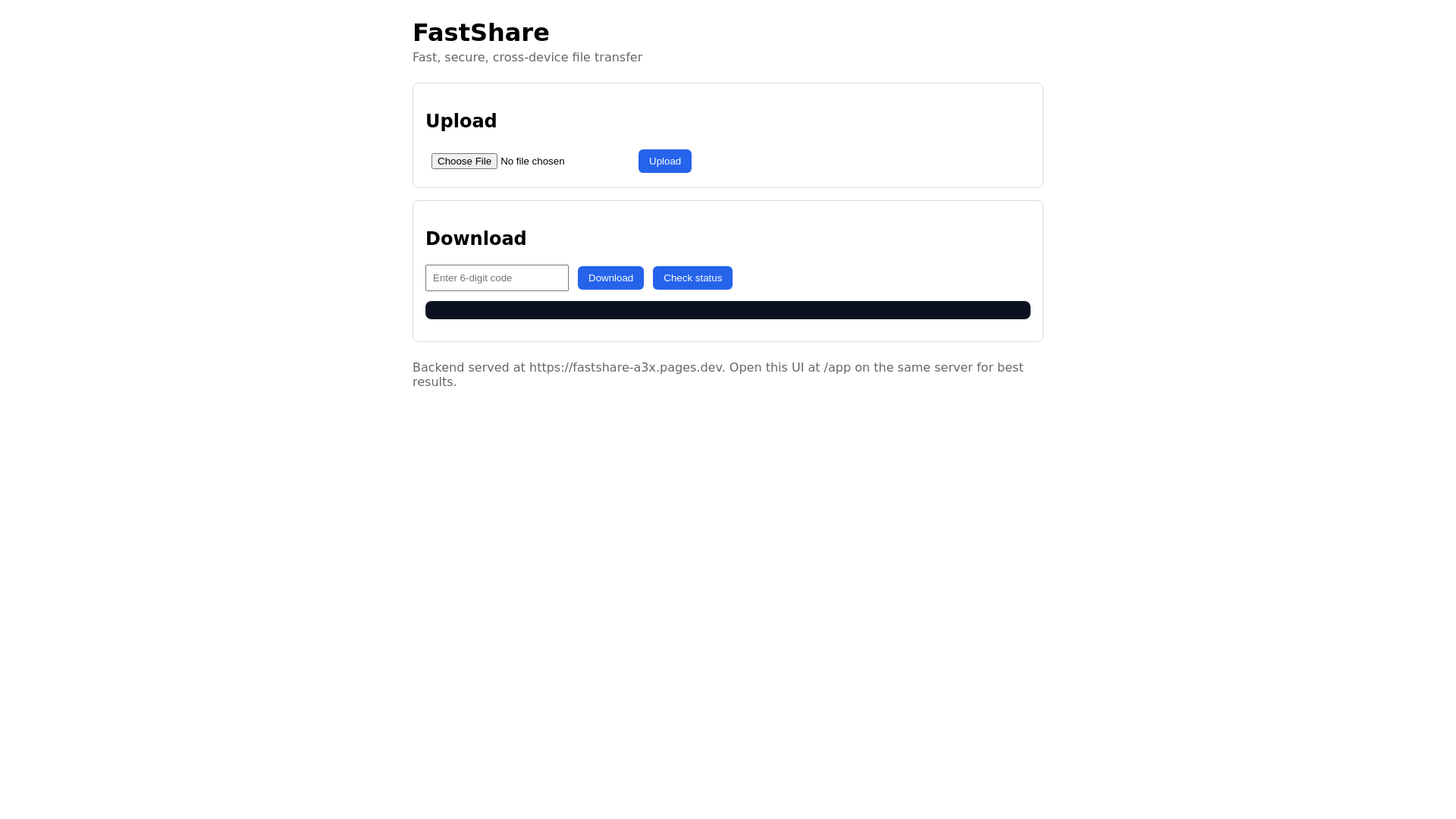 website screenshot of https://fastshare-a3x.pages.dev/
