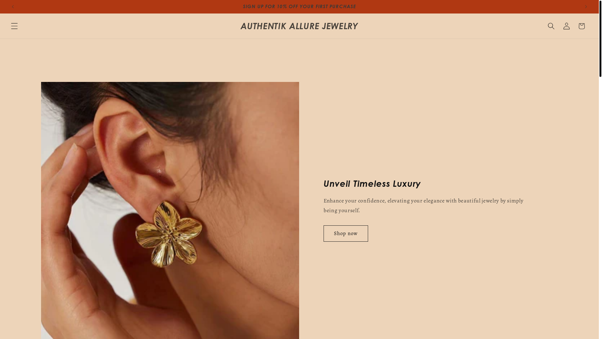 website screenshot of https://authentikallurejewelry.com/