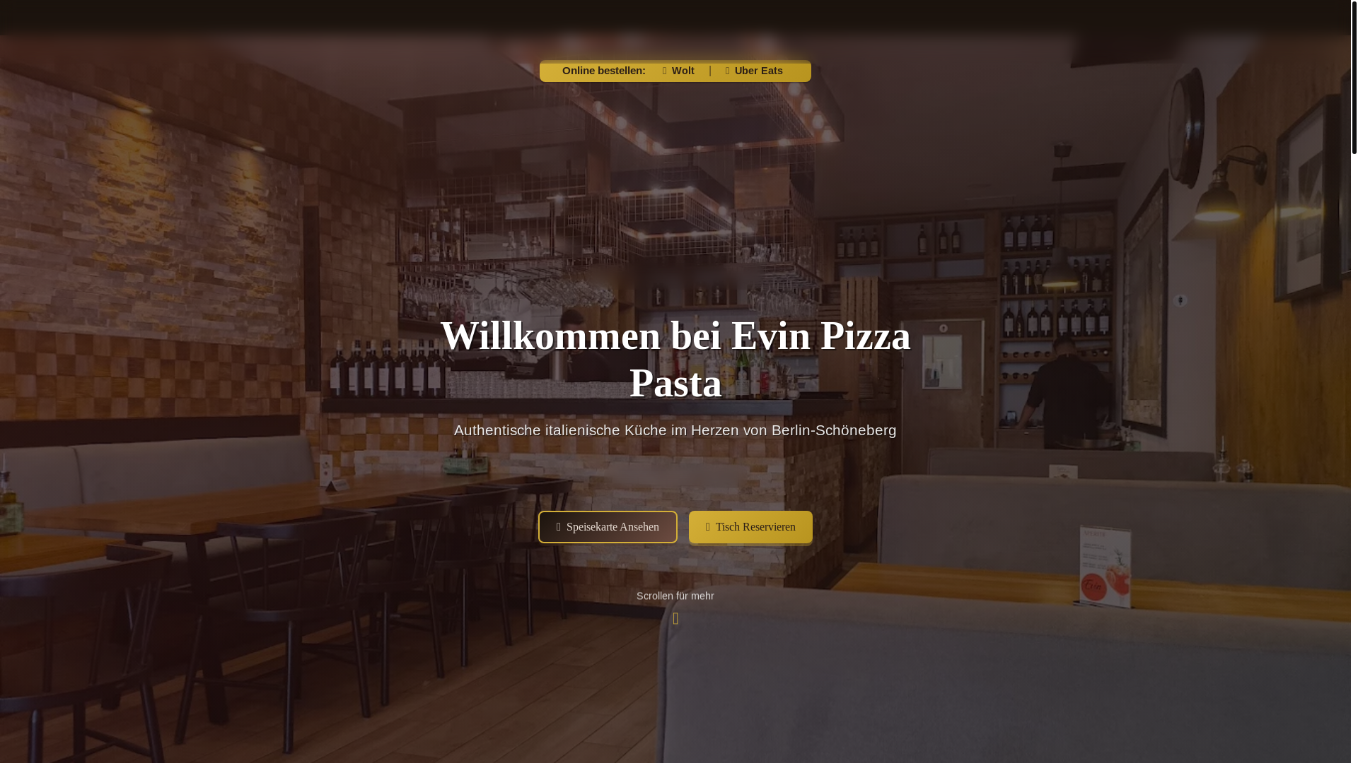 website screenshot of https://evinpizzapasta.de/
