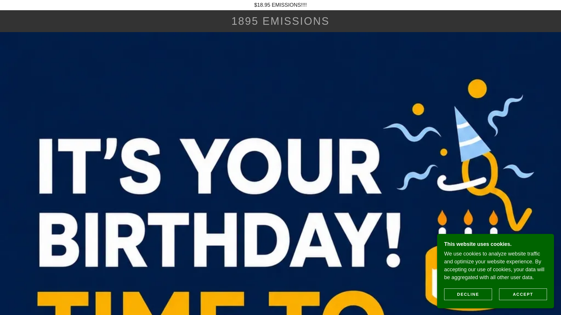 website screenshot of https://1895emissions.com/
