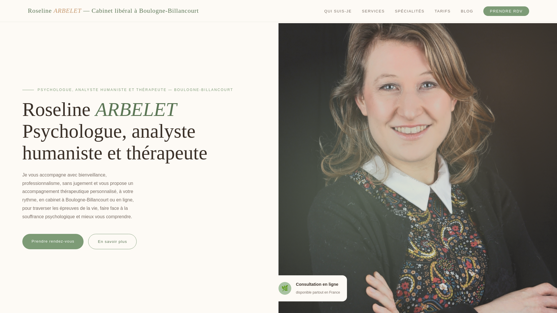 website screenshot of https://roseline-arbelet-psychologue.fr/
