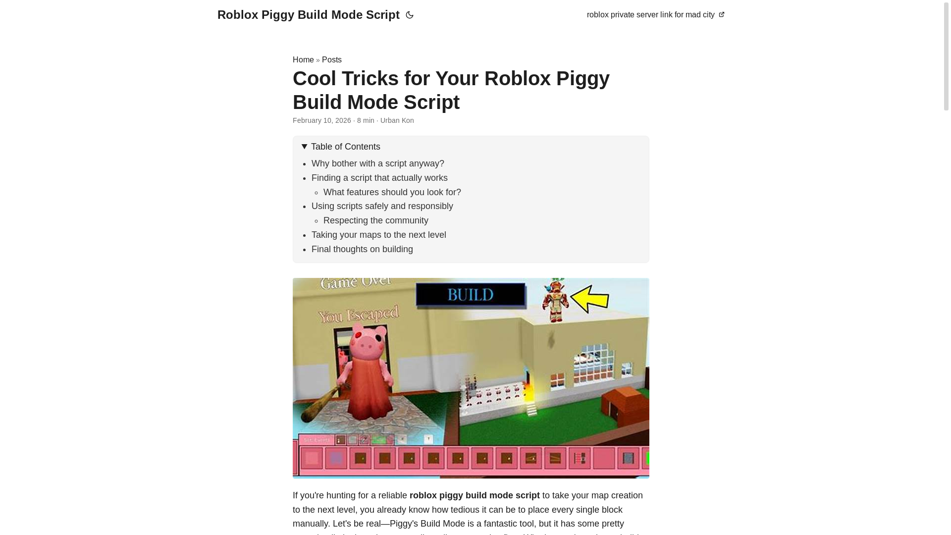 website screenshot of https://roblox-piggy-build-mode-script.pages.dev/