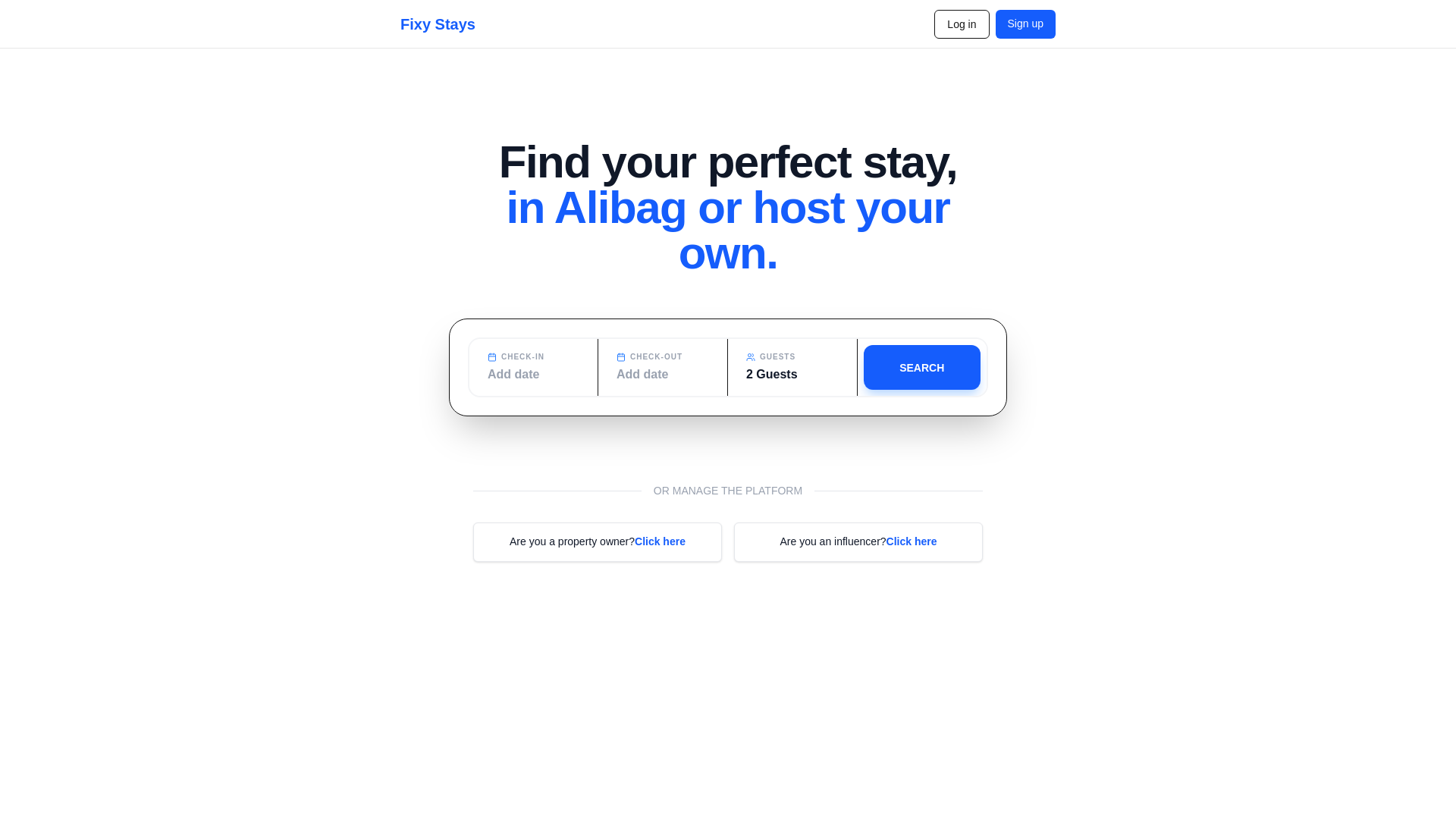 website screenshot of https://fixystays.com/