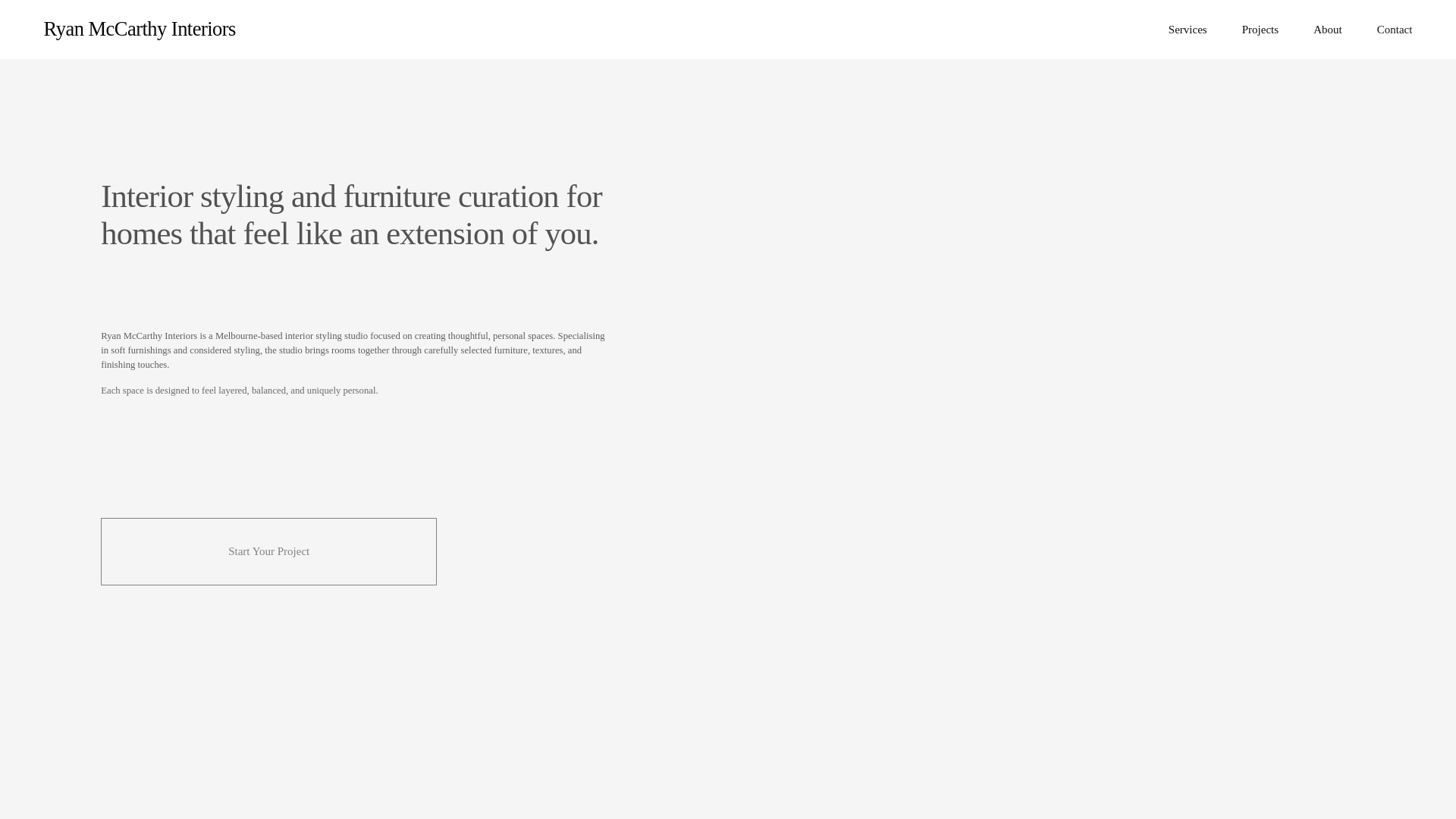 website screenshot of https://ryanmccarthyinteriors.com.au