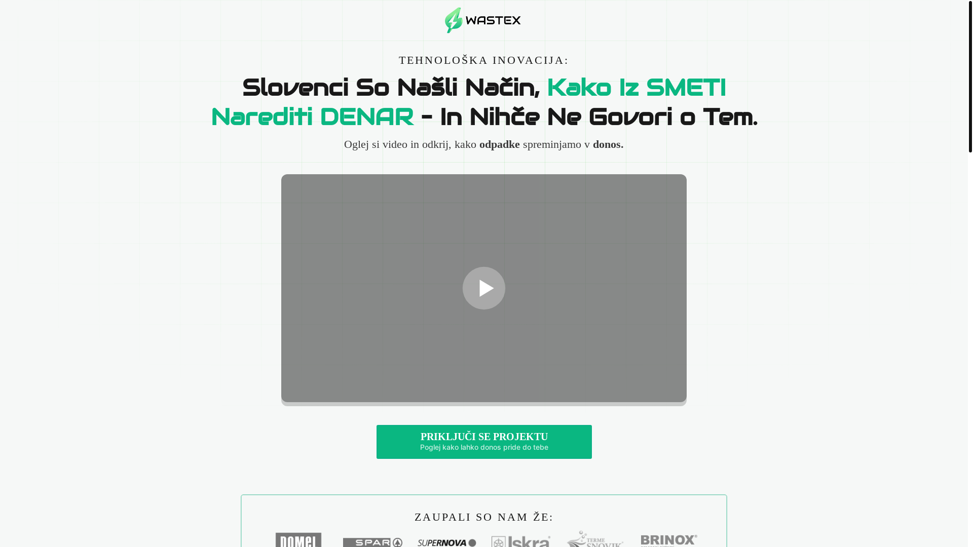 website screenshot of https://wastex.si/