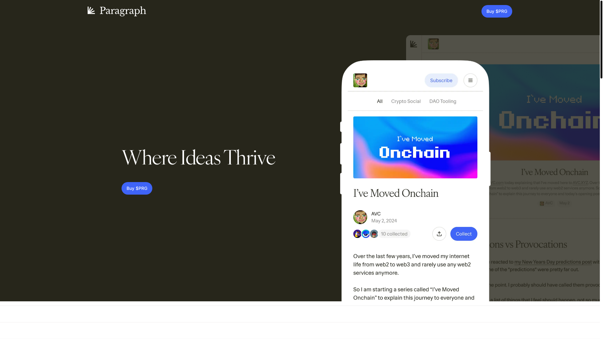 website screenshot of https://paragraph.services/