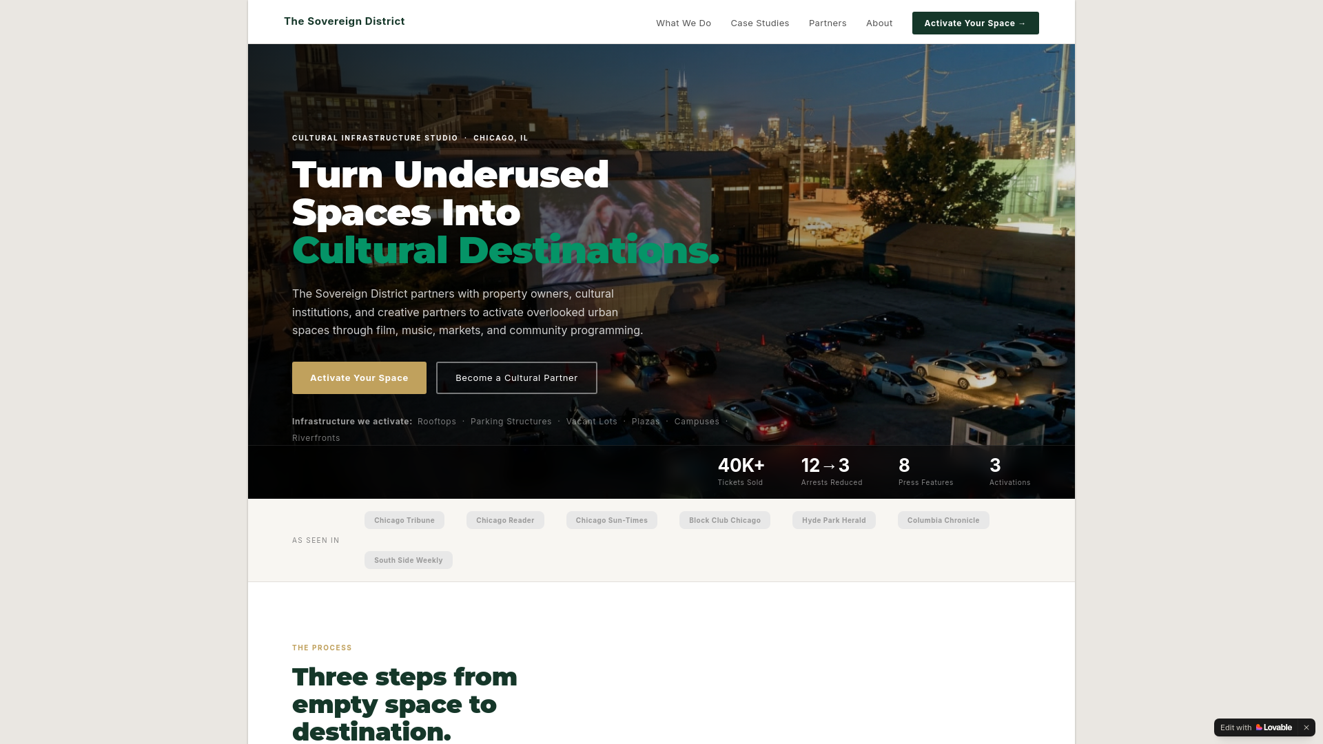 website screenshot of https://thesovereigndistrict.com/