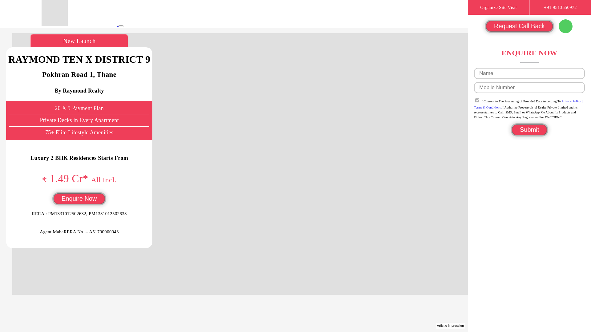 website screenshot of https://raymondtenxdistrict9thane.com/