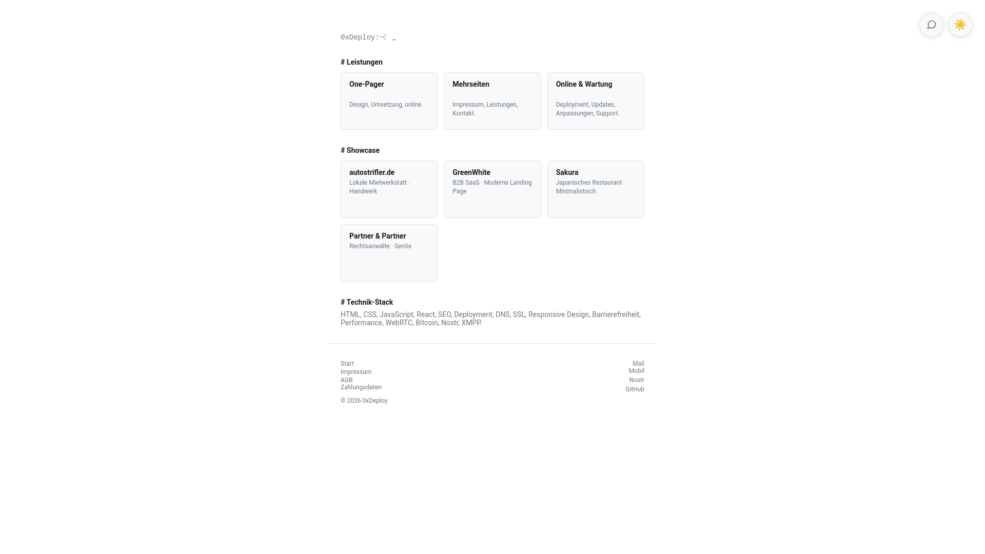 website screenshot of https://0xdeploy.studio/