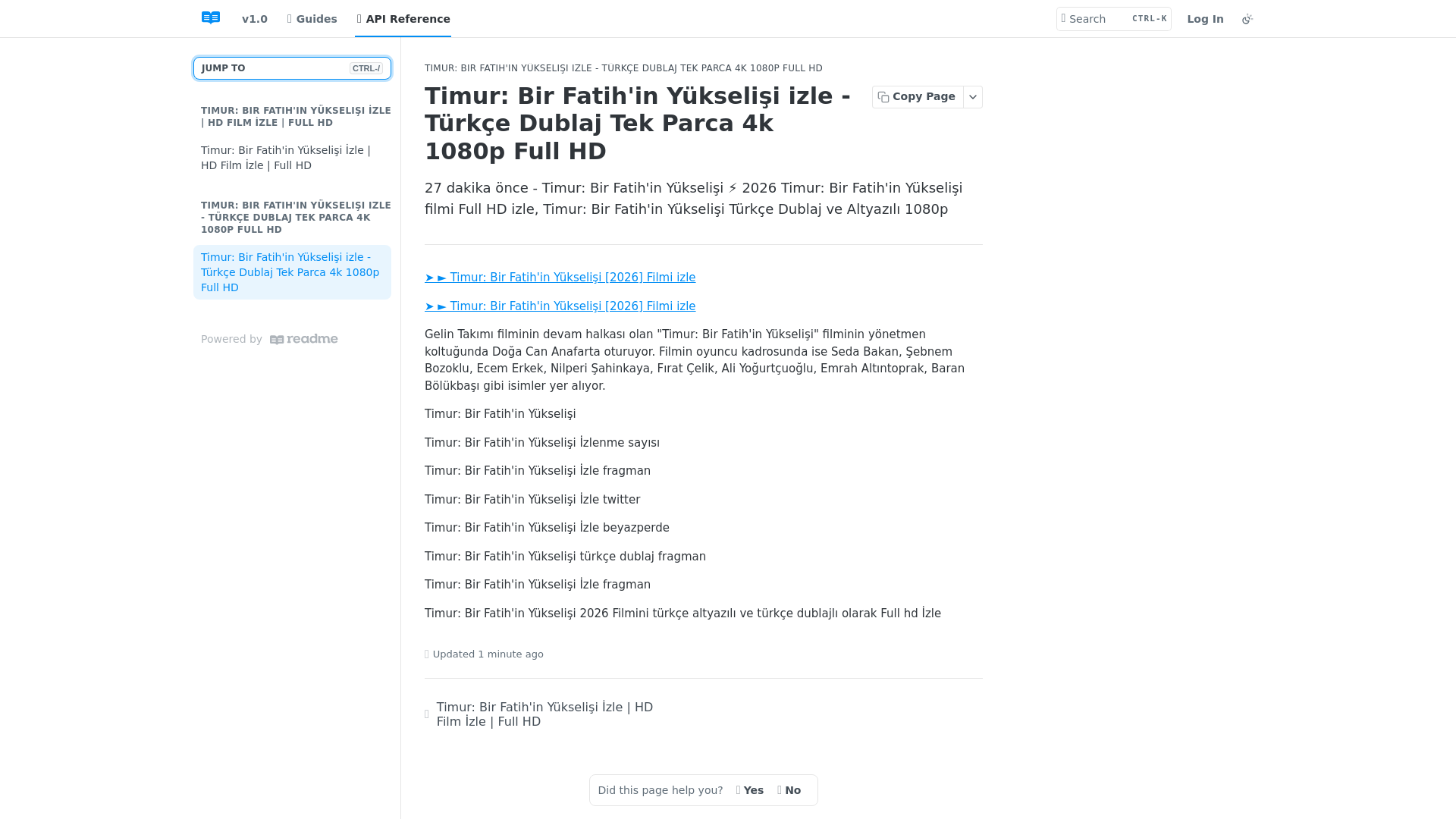 website screenshot of https://timurbirfatihinyukselisih.readme.io/reference/timurbirfatihinyukselisihddublaj