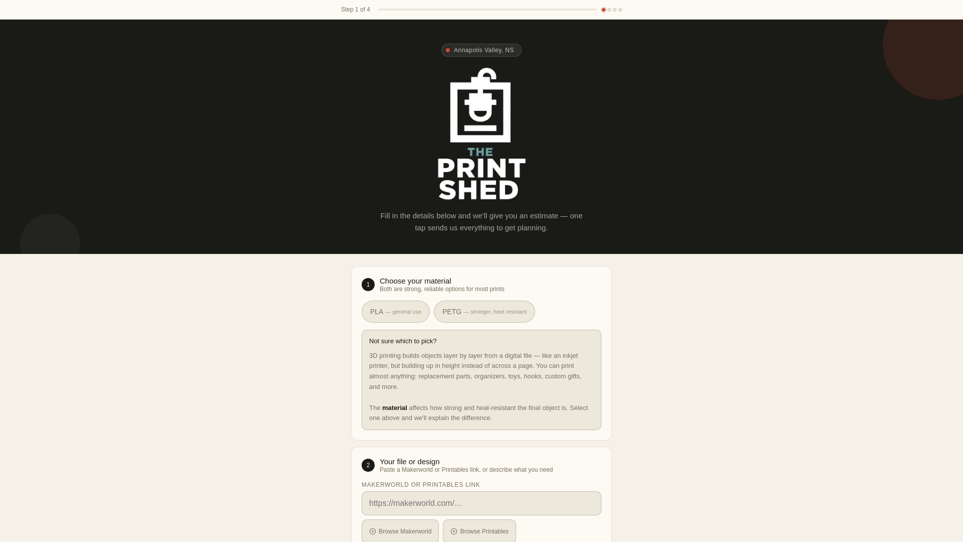 website screenshot of https://theprintshed.ca/