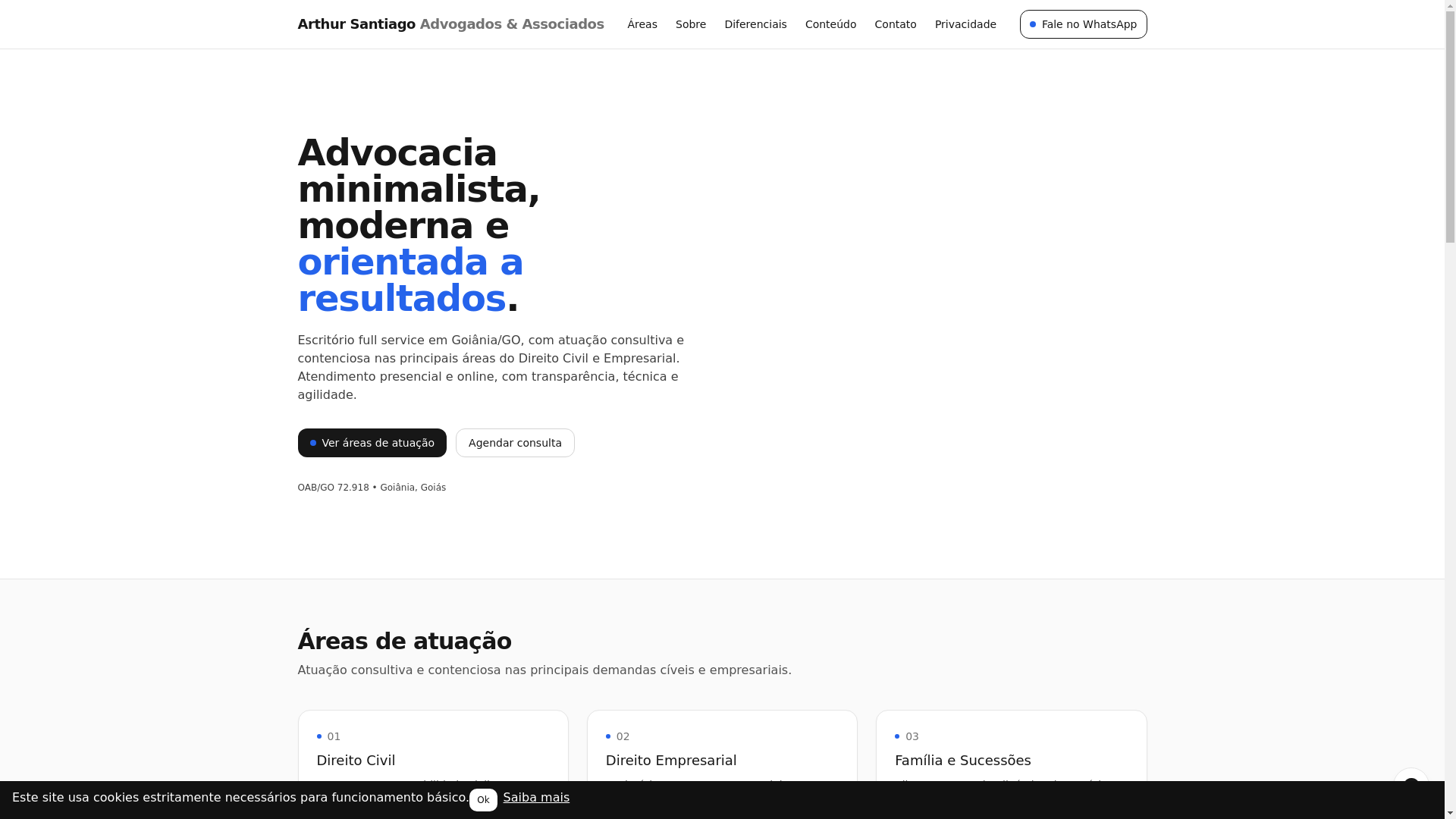 website screenshot of https://arthursantiagoadvocacia.com.br/