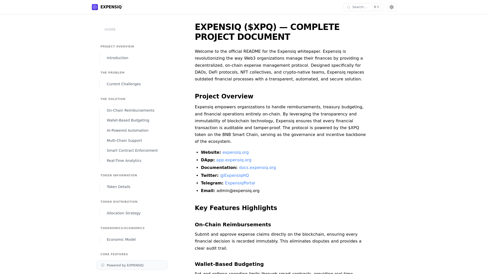 website screenshot of https://docs-expensiq-org.pages.dev/