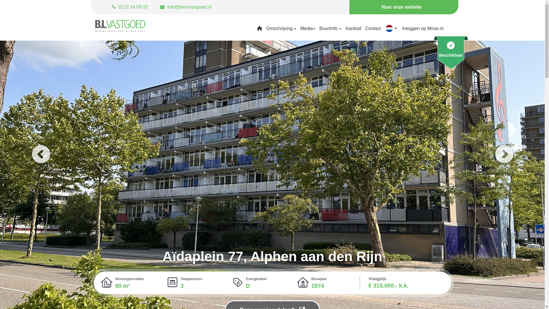 website screenshot of https://aidaplein77.nl/